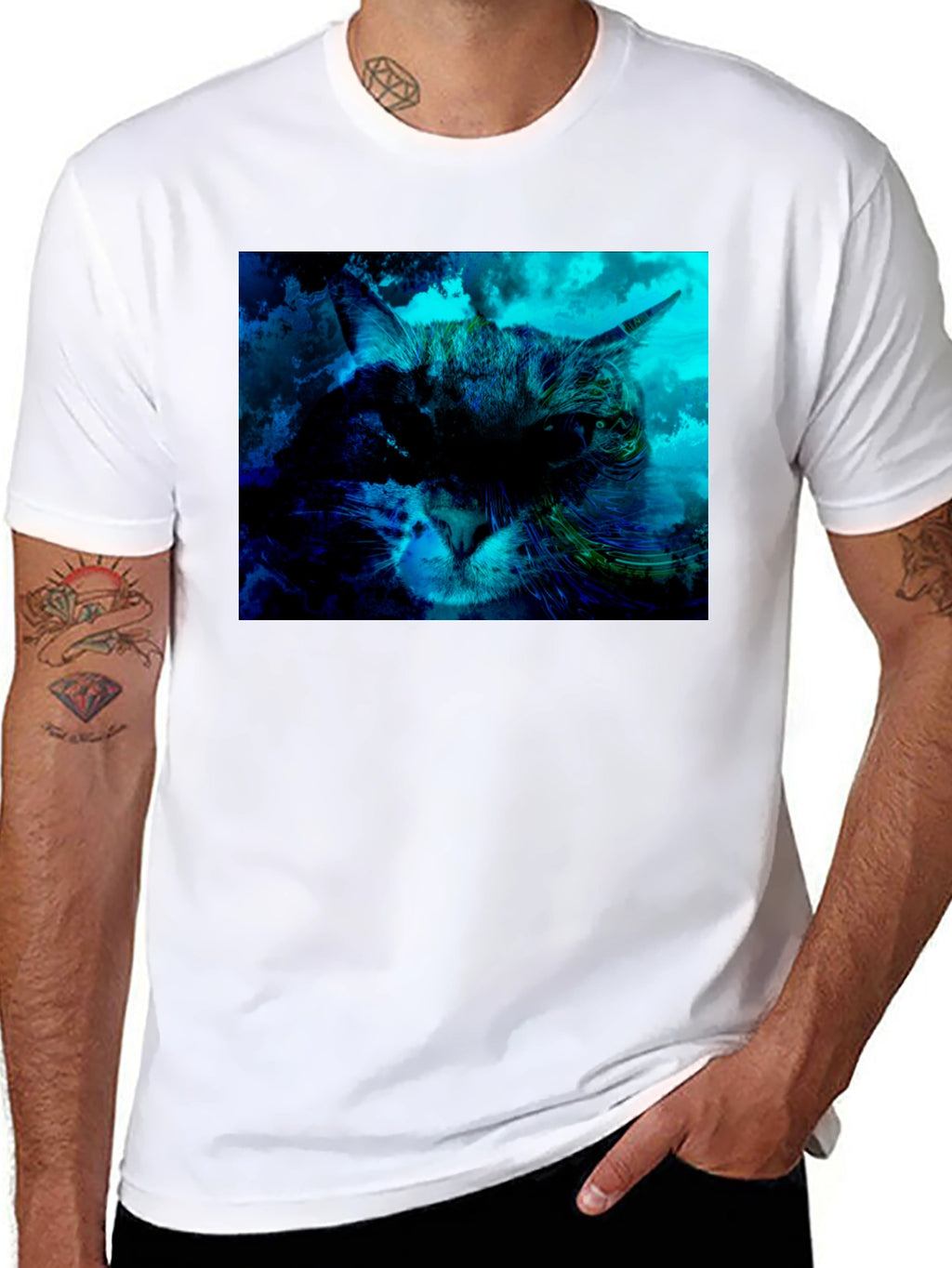 Cat Graphic T-Shirt - Black
