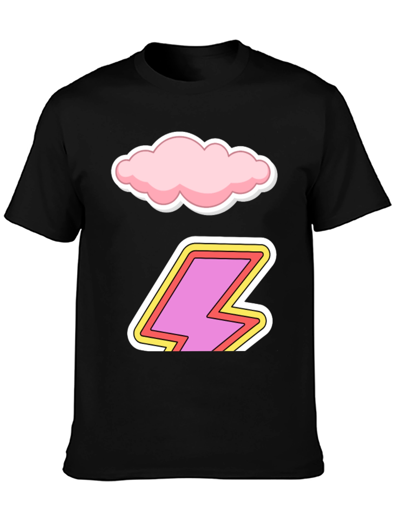Cartoon Cloud and Lightning Bolt T-Shirt