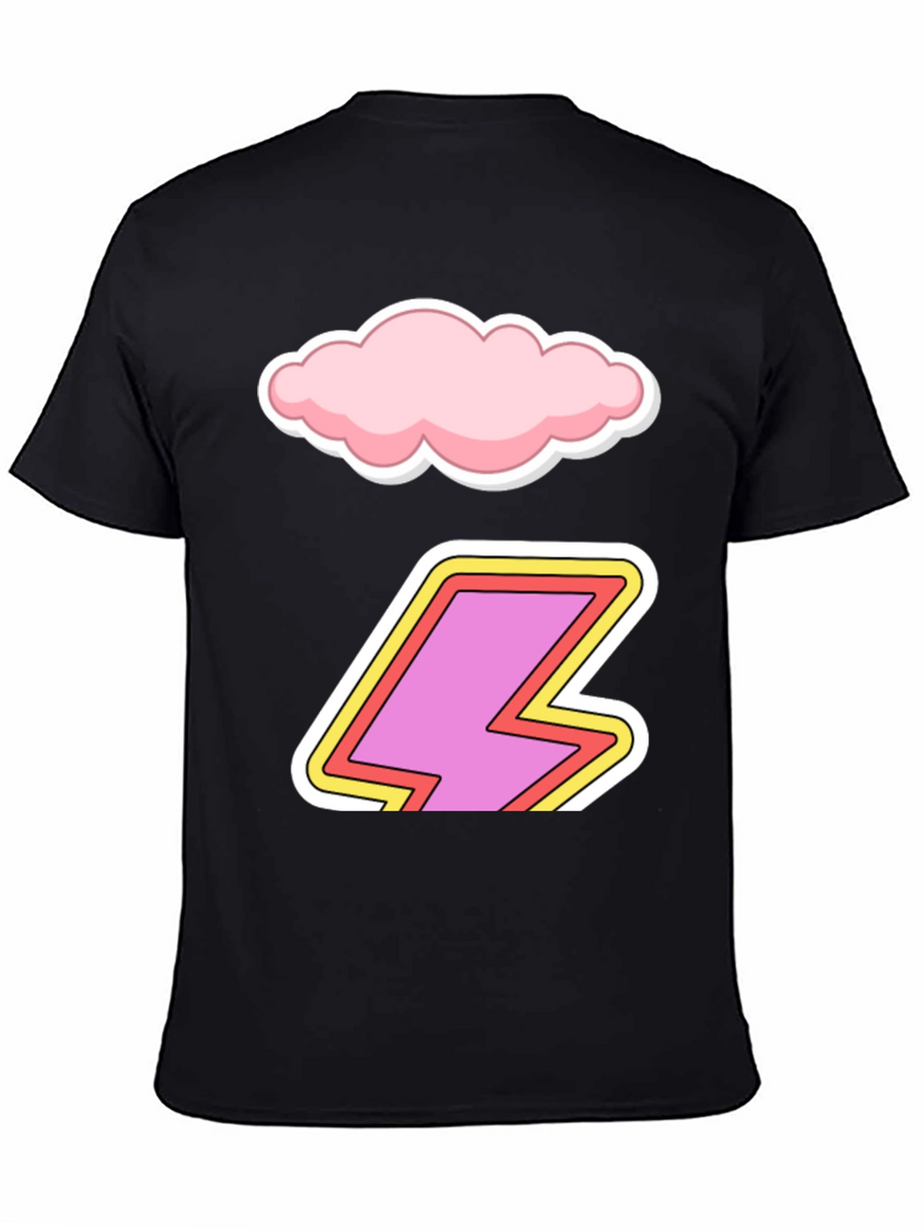 Cartoon Cloud and Lightning Bolt T-Shirt