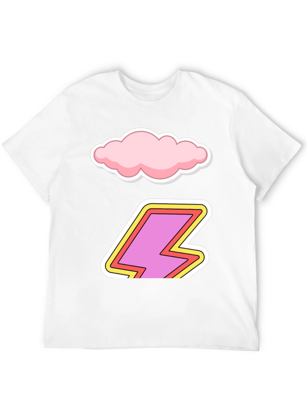Cartoon Cloud and Lightning Bolt T-Shirt