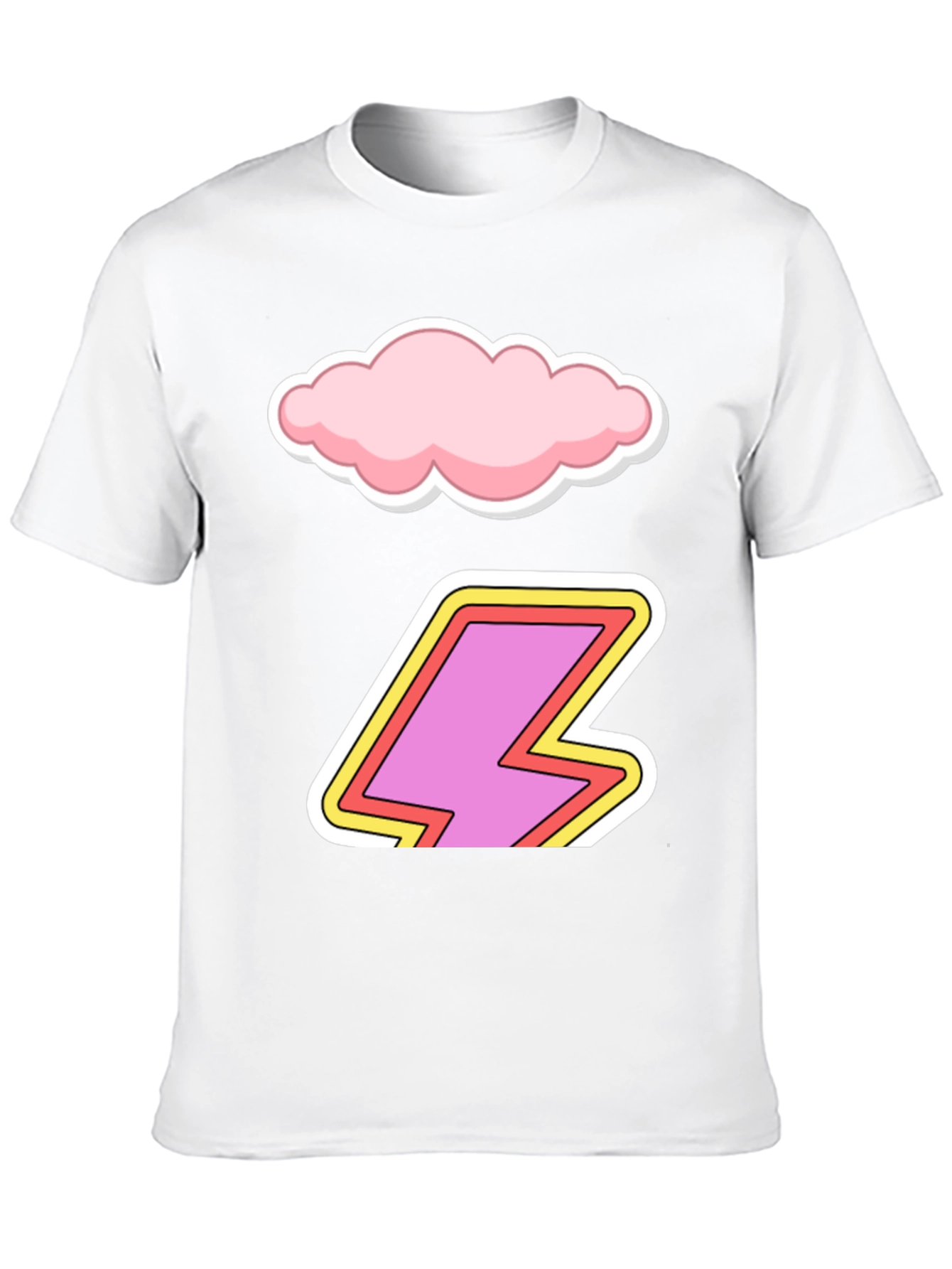 Cartoon Cloud and Lightning Bolt T-Shirt
