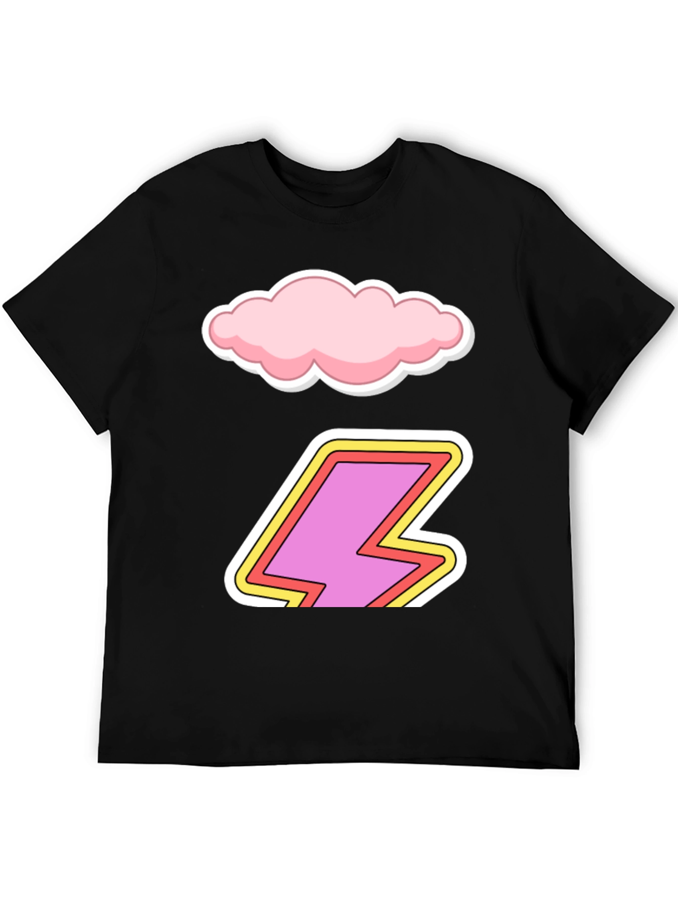 Cartoon Cloud and Lightning Bolt T-Shirt