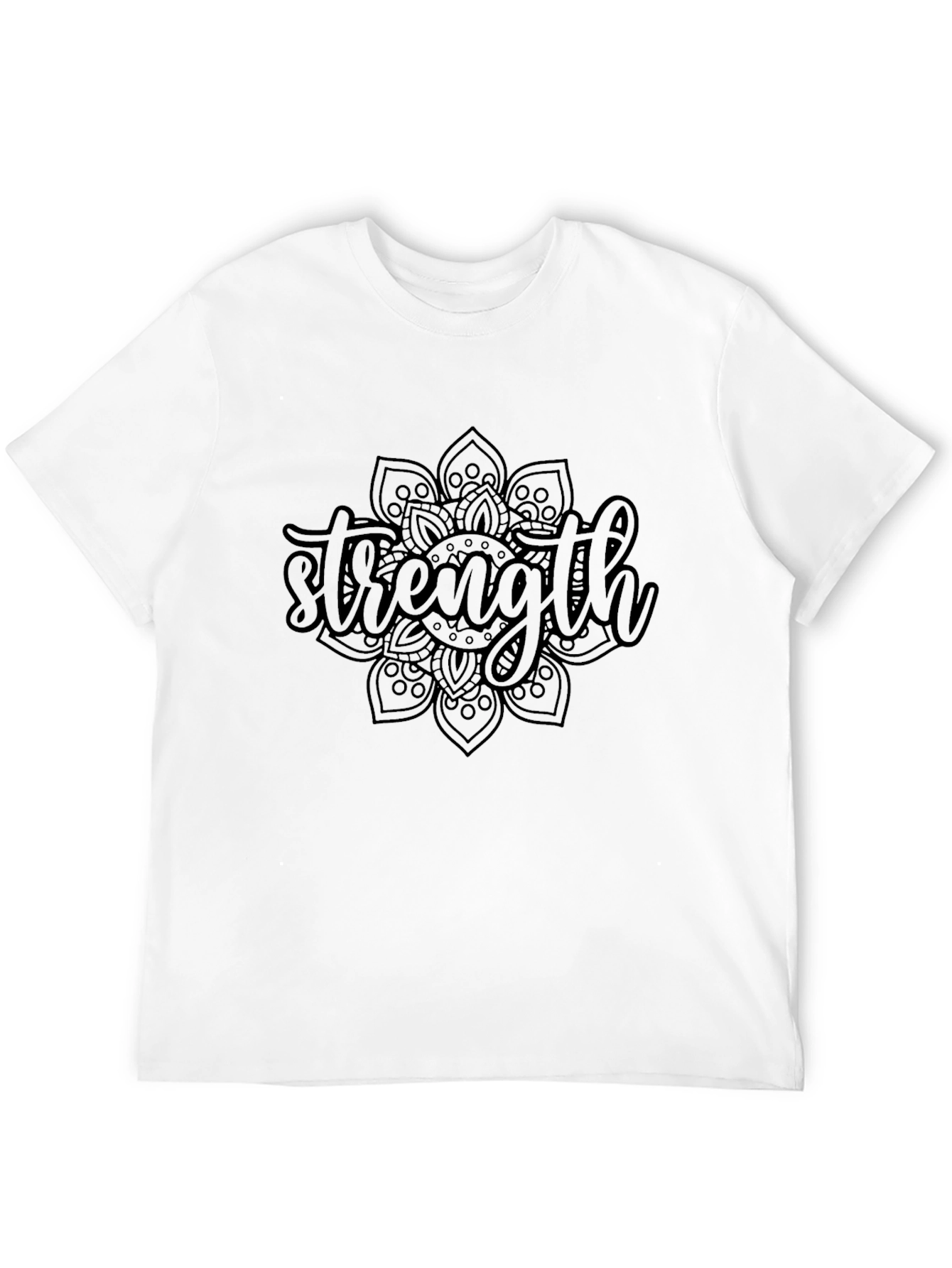 Strength Mandala Graphic Black T-Shirt