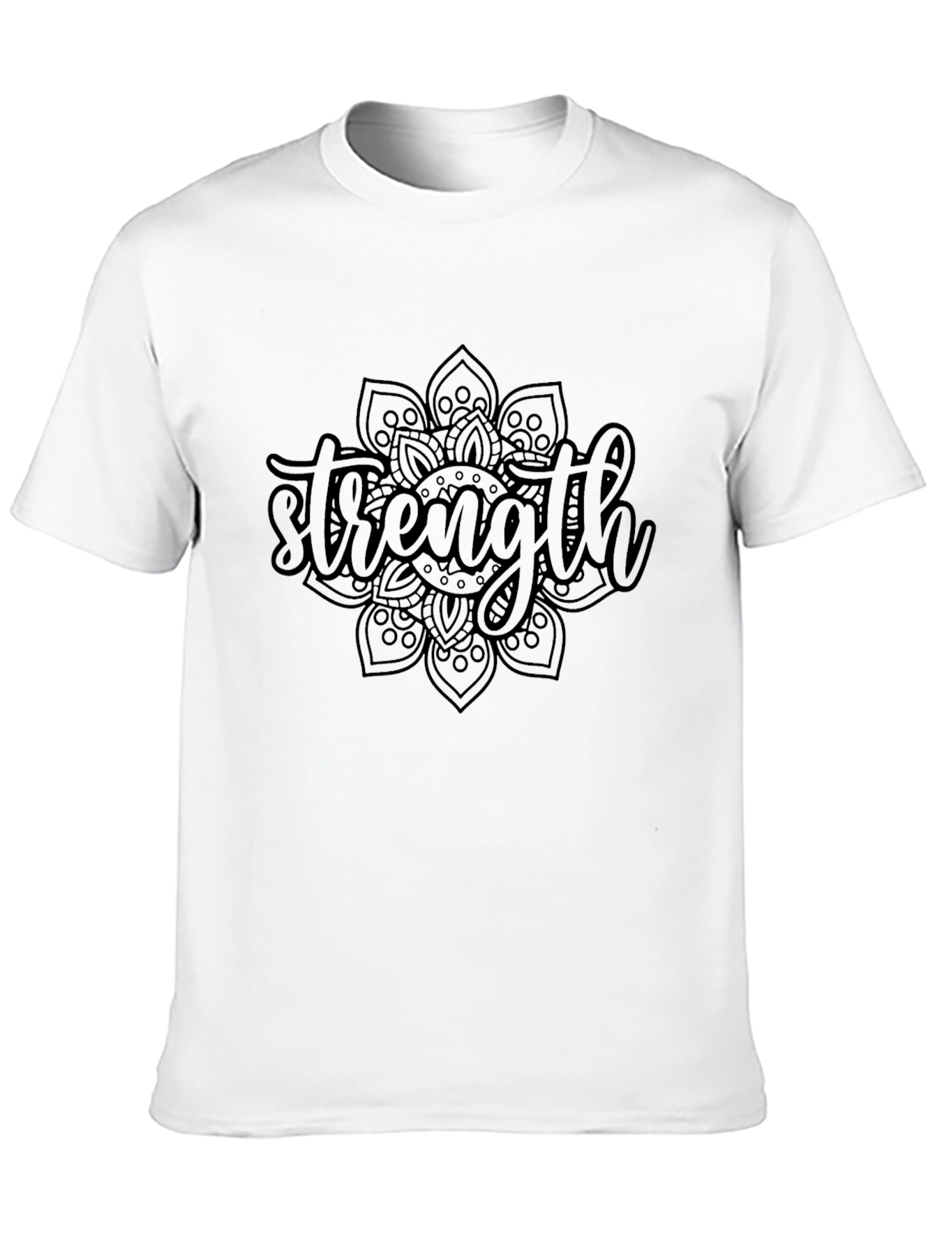 Strength Mandala Graphic Black T-Shirt