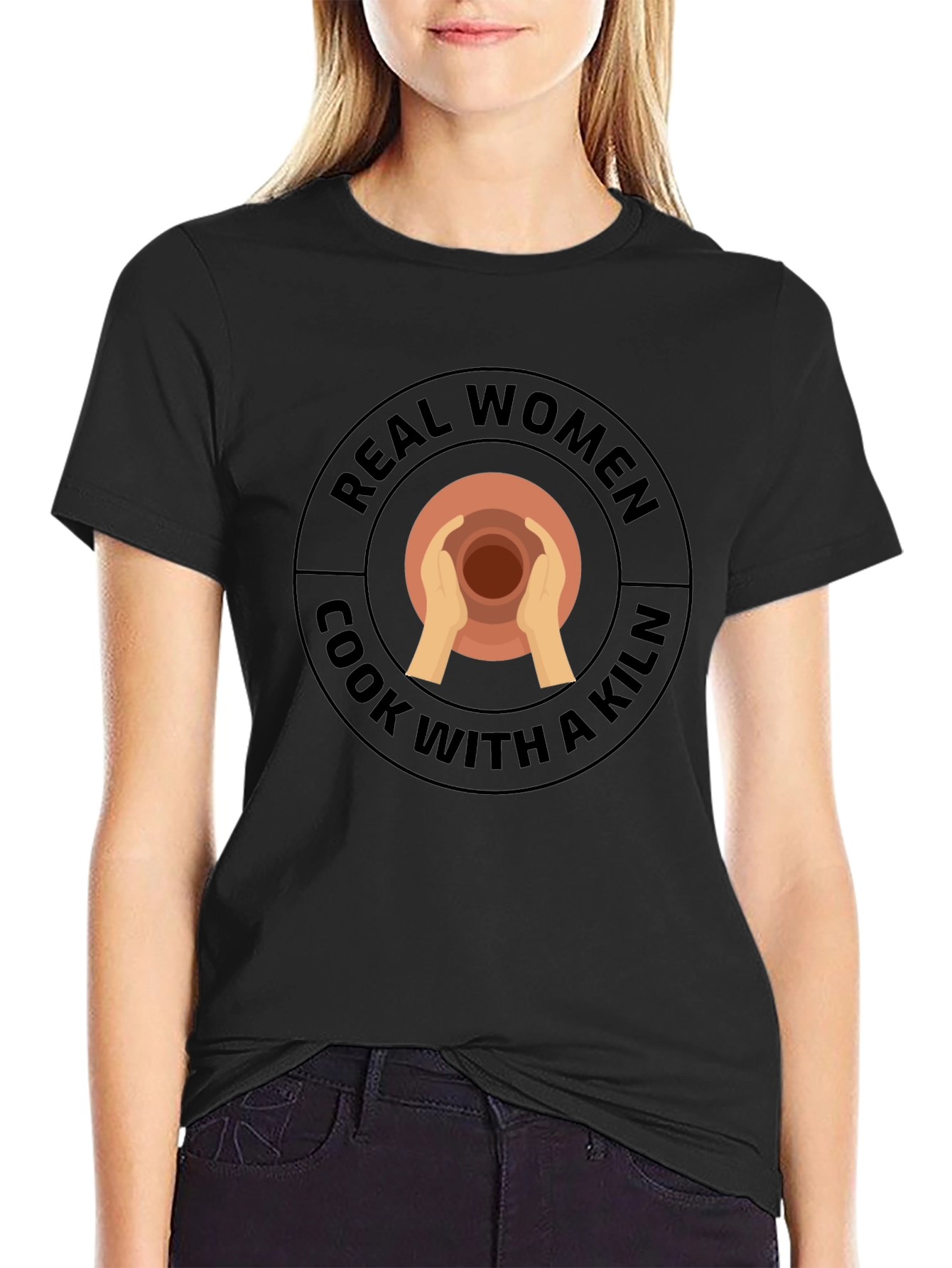 Real Women Cook With Kiln Black T-Shirt
