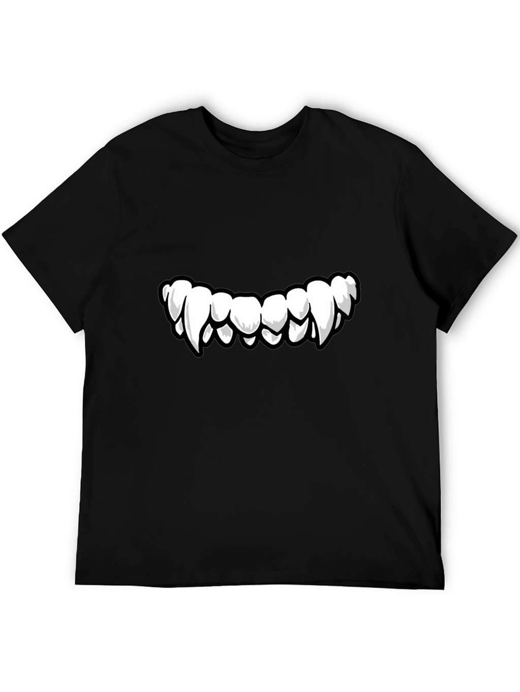 Monster Teeth Graphic Print Black T-Shirt