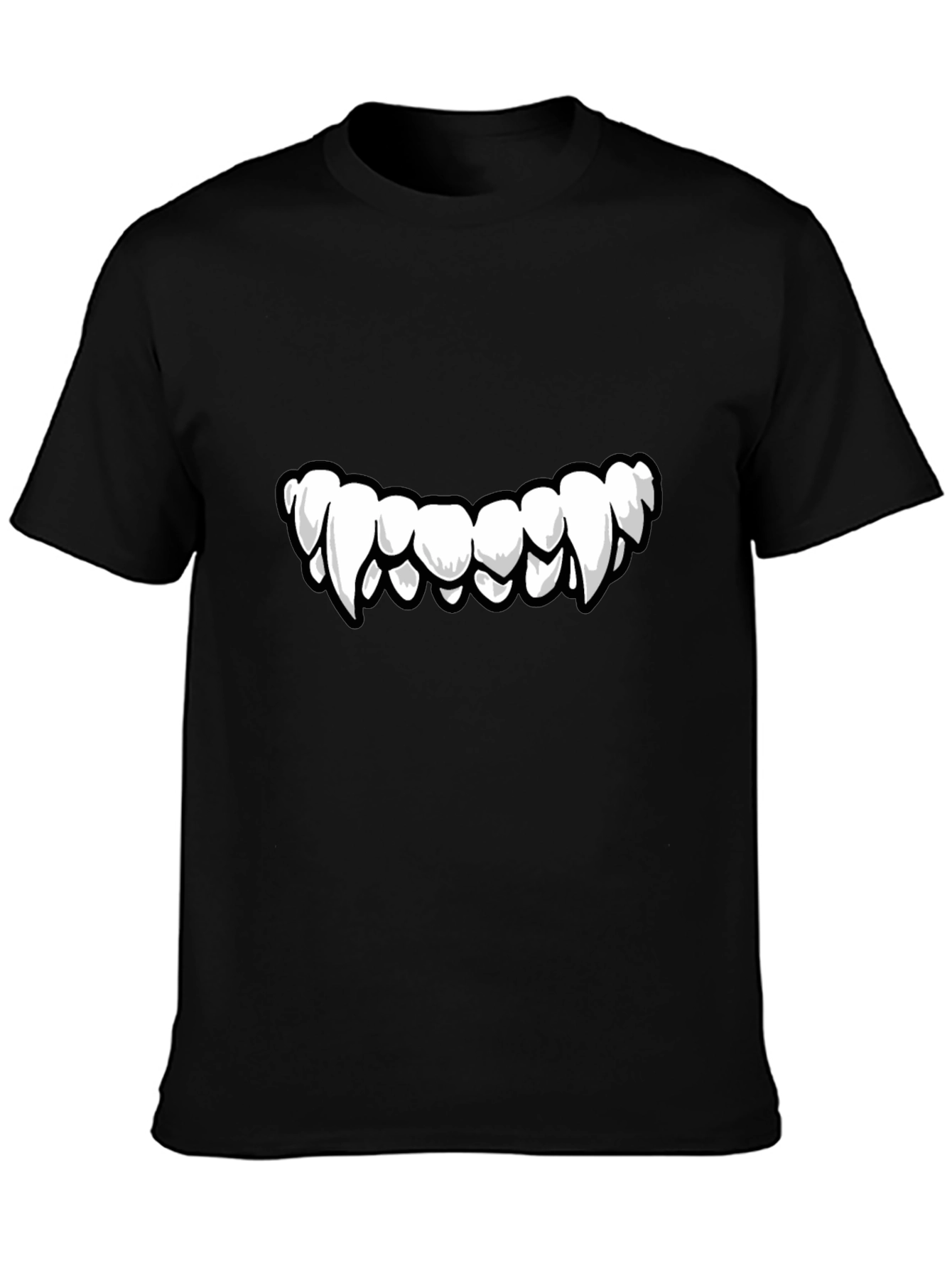 Monster Teeth Graphic Print Black T-Shirt