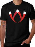 Modern Graphic Tee - Red W Logo Black T-Shirt