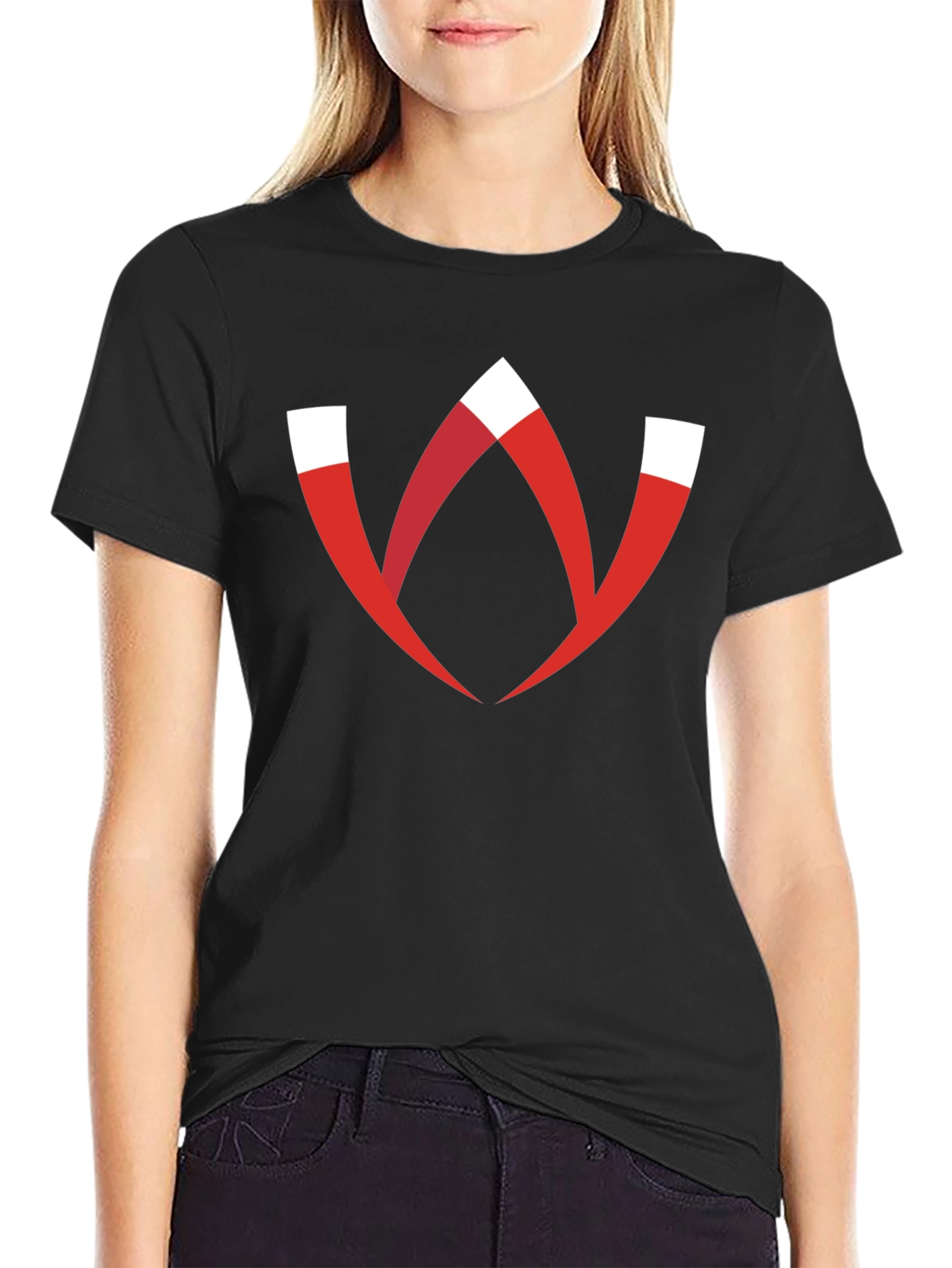 Modern Graphic Tee - Red W Logo Black T-Shirt