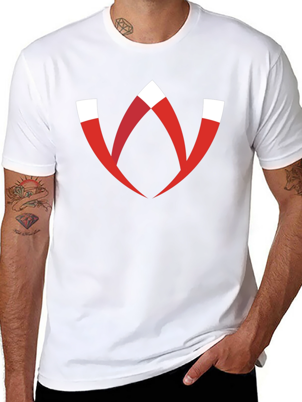Modern Graphic Tee - Red W Logo Black T-Shirt