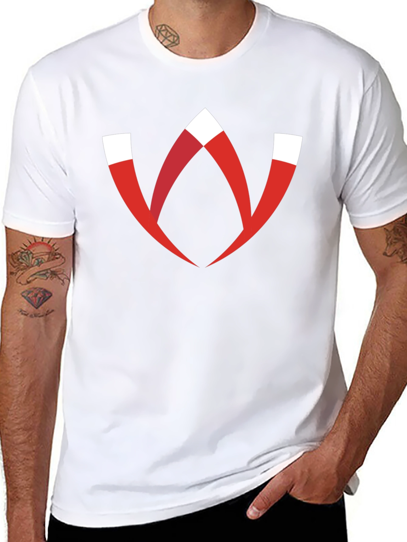 Modern Graphic Tee - Red W Logo Black T-Shirt