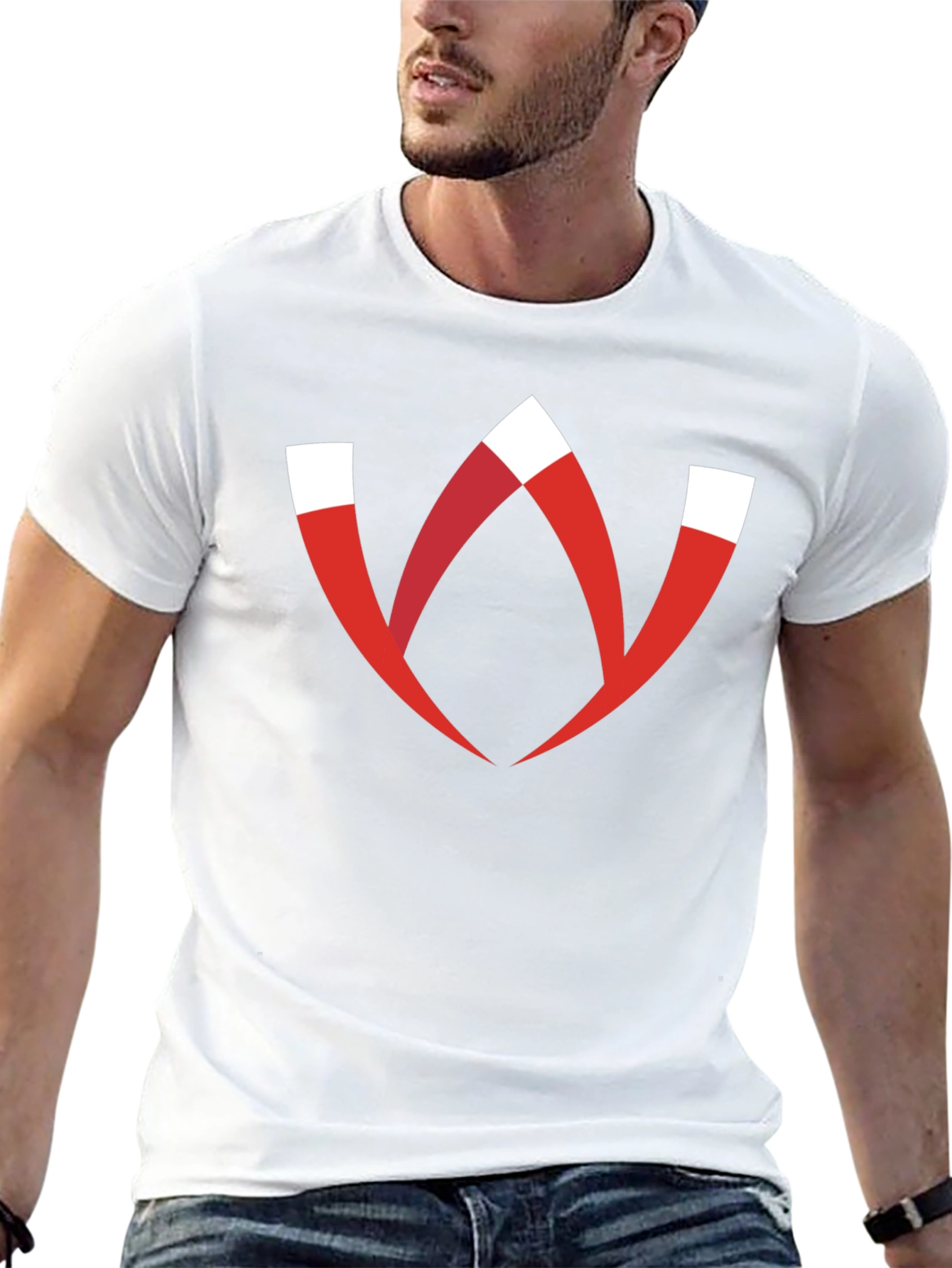 Modern Graphic Tee - Red W Logo Black T-Shirt