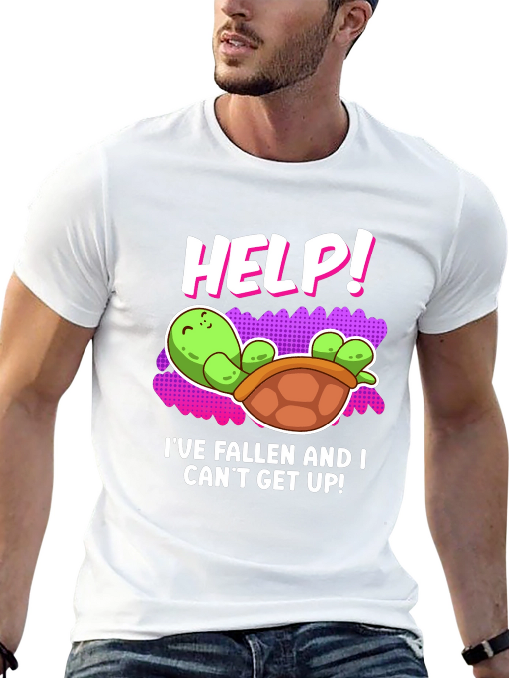 Help! Turtle T-Shirt - Funny Fallen Turtle Design