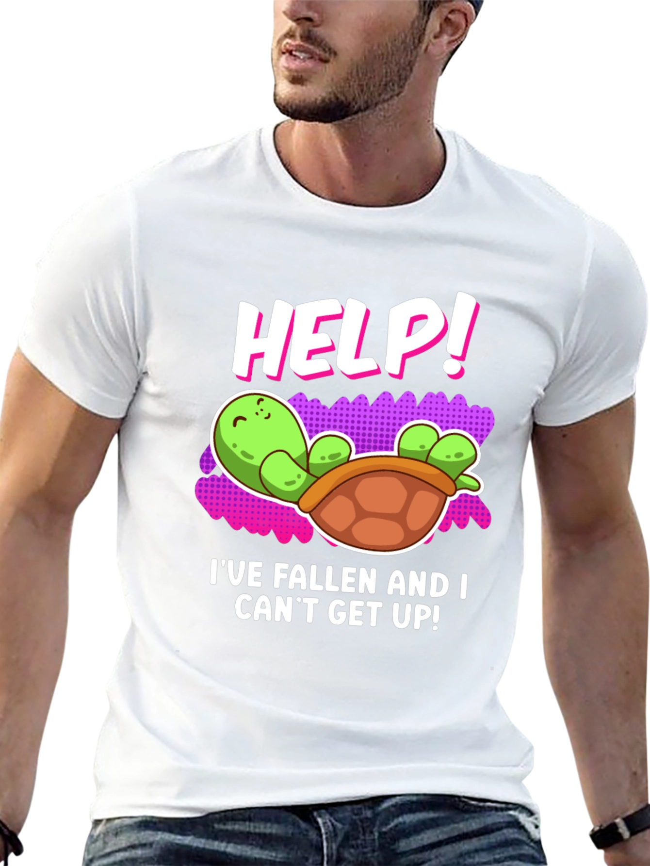 Help! Turtle T-Shirt - Funny Fallen Turtle Design