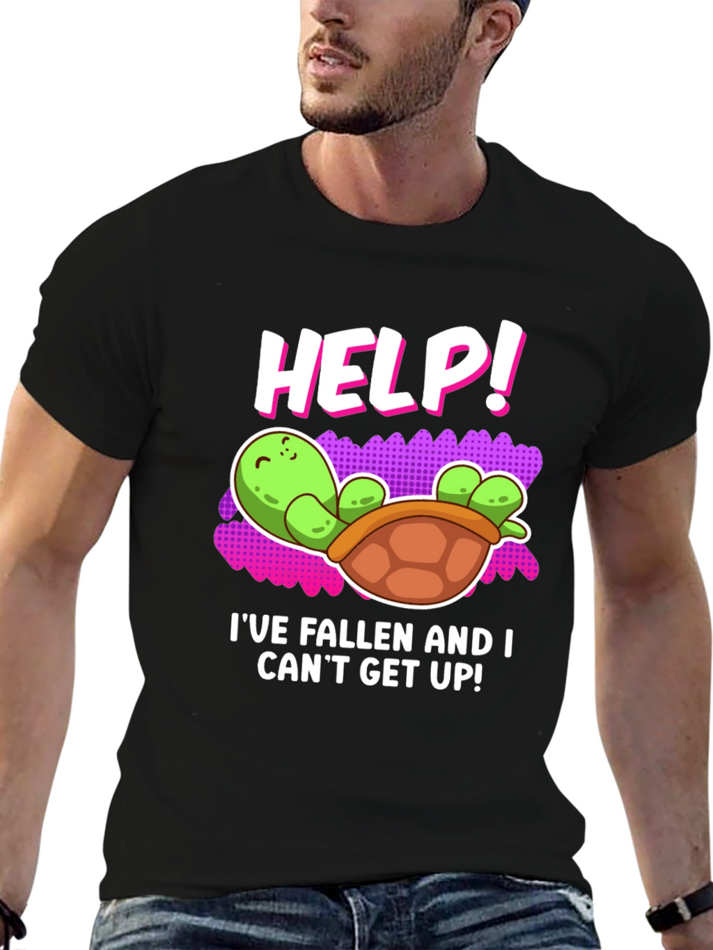 Help! Turtle T-Shirt - Funny Fallen Turtle Design