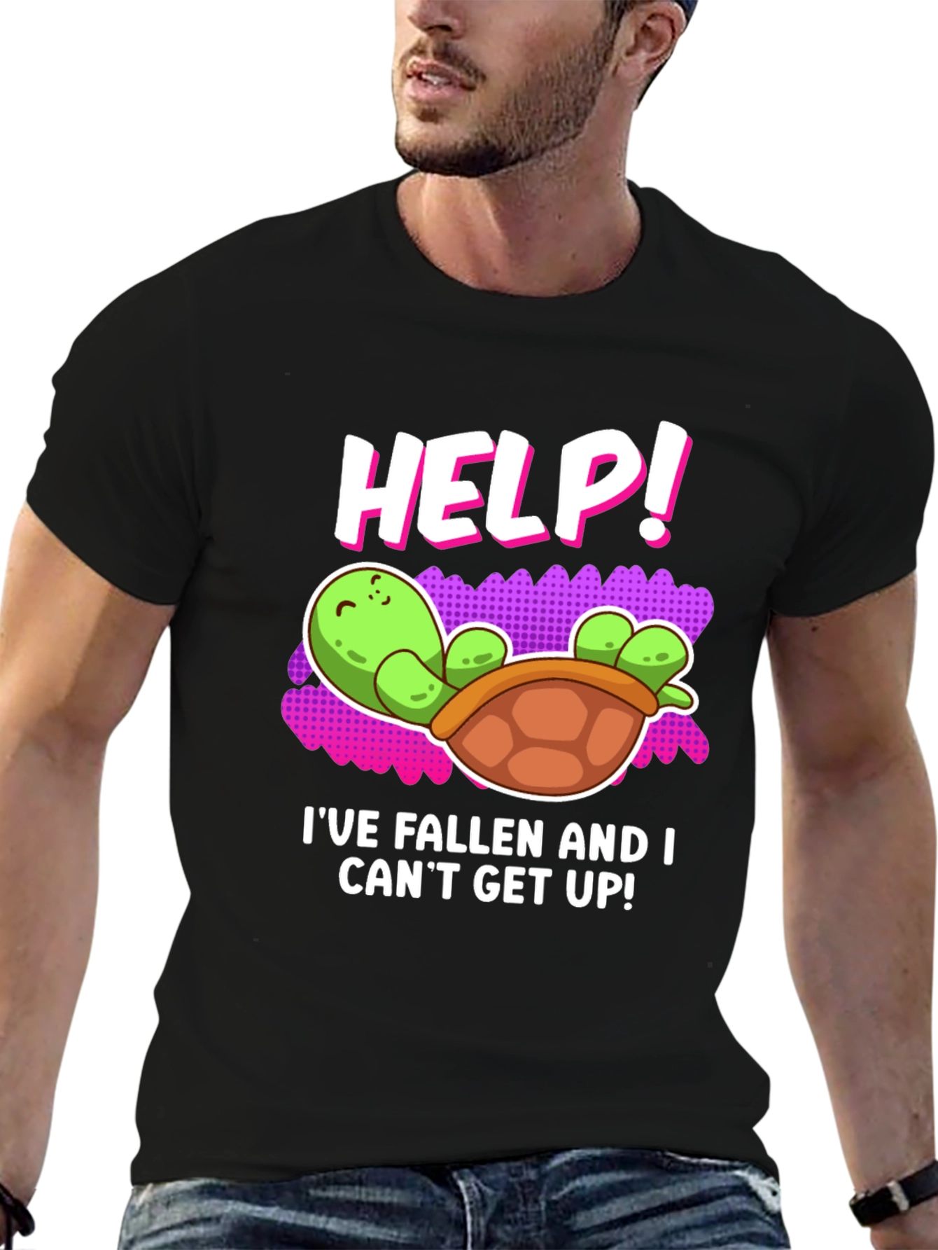 Help! Turtle T-Shirt - Funny Fallen Turtle Design
