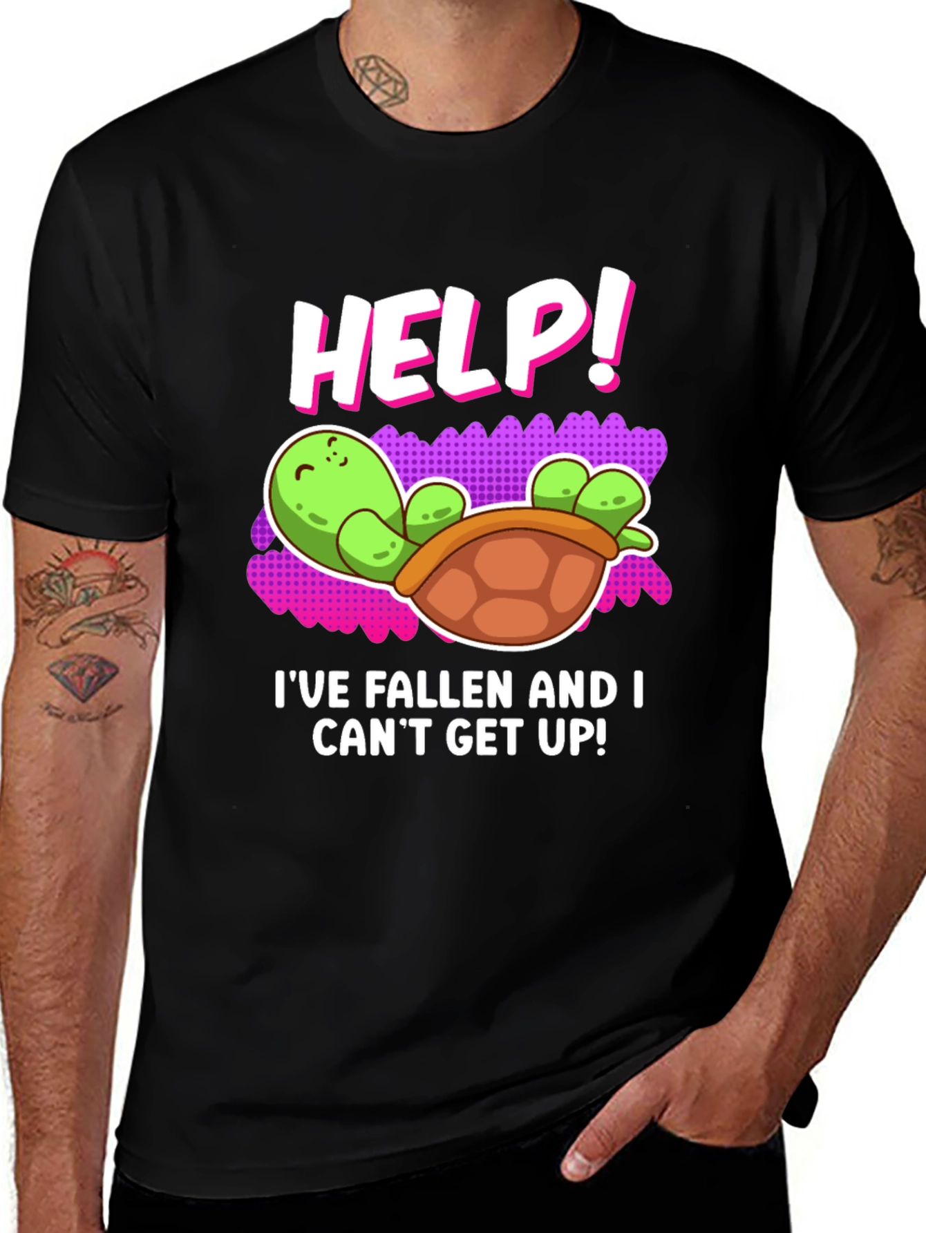 Help! Turtle T-Shirt - Funny Fallen Turtle Design