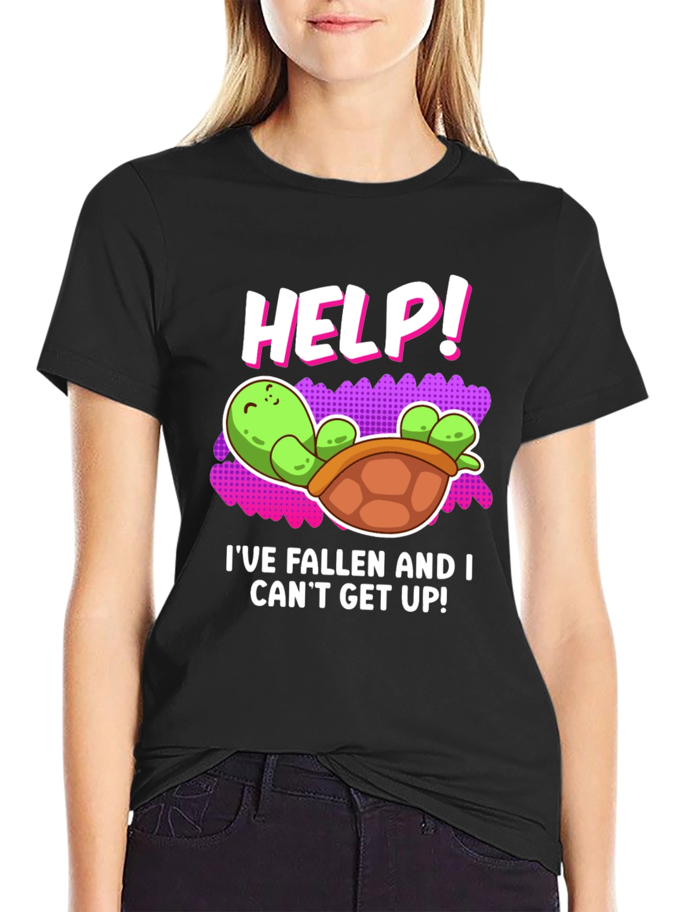 Help! Turtle T-Shirt - Funny Fallen Turtle Design