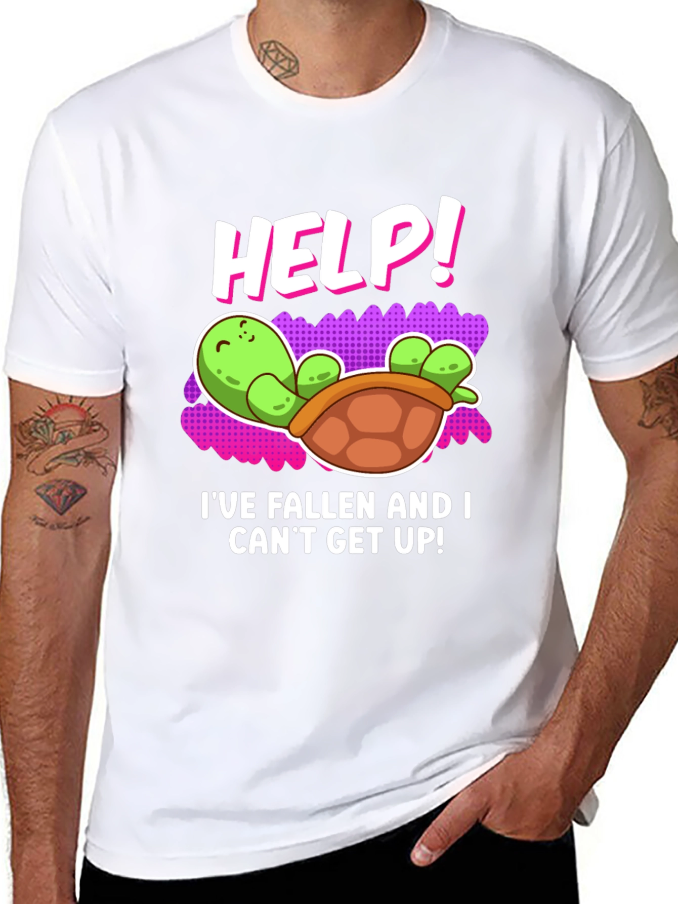 Help! Turtle T-Shirt - Funny Fallen Turtle Design