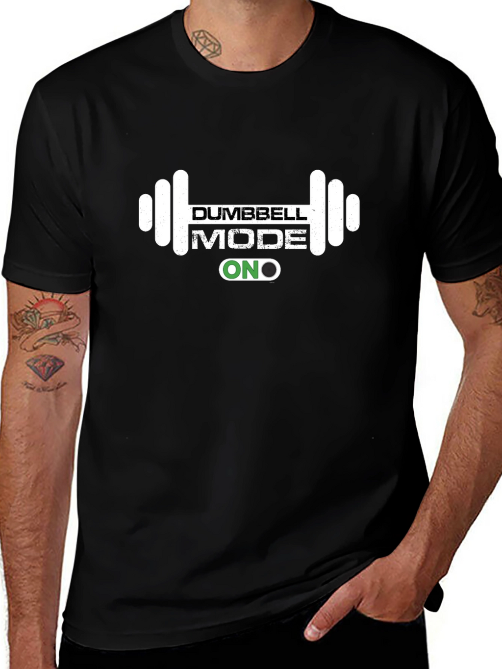 Dumbbell Mode ON Graphic T-Shirt - Workout Ready