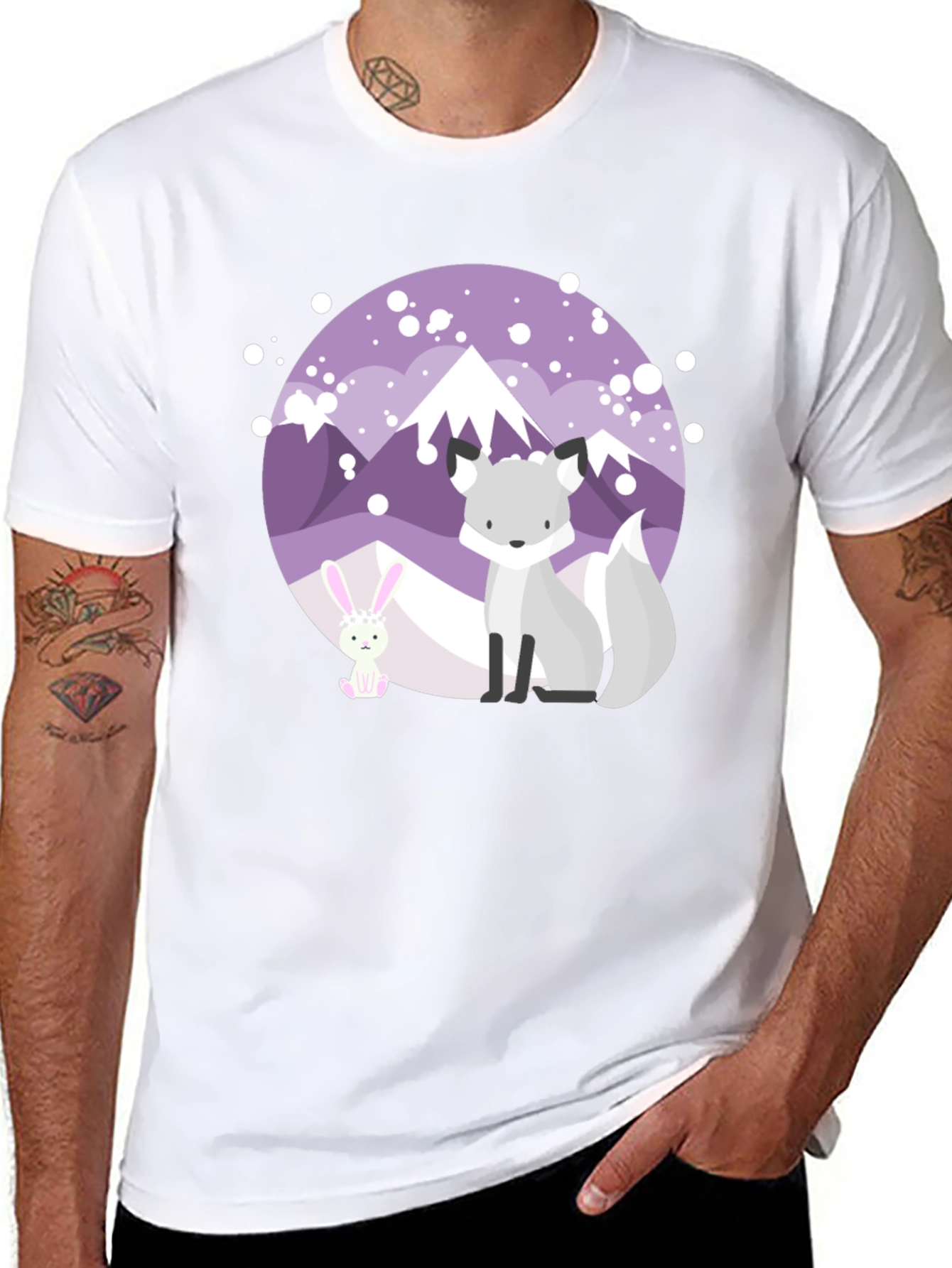 Cute Fox & Bunny Graphic Tee