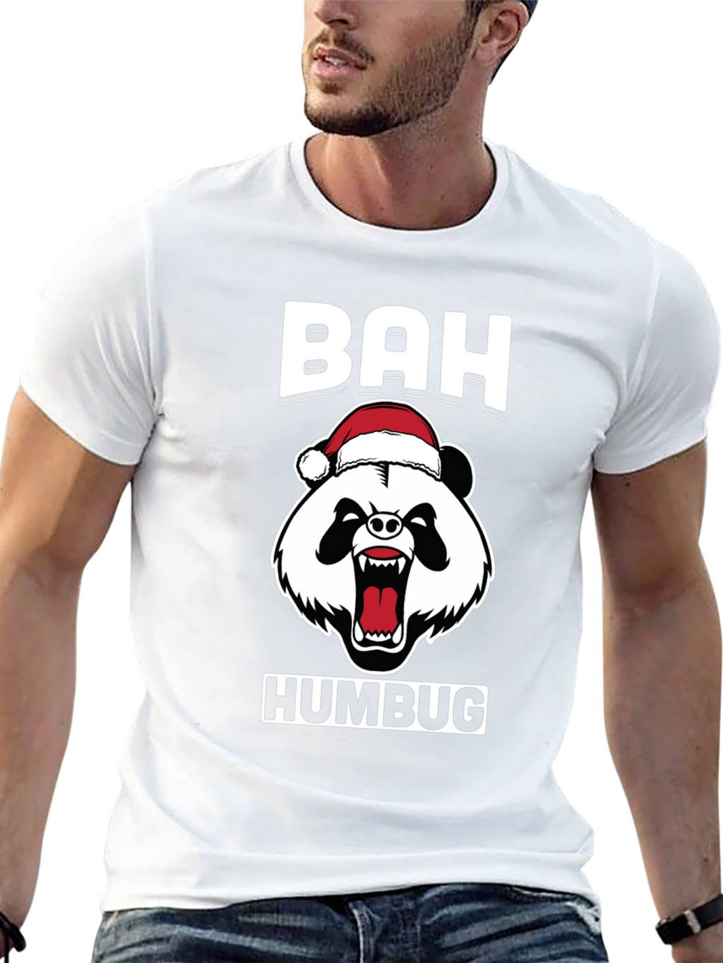 Bah Humbug Panda Bear Christmas T-Shirt