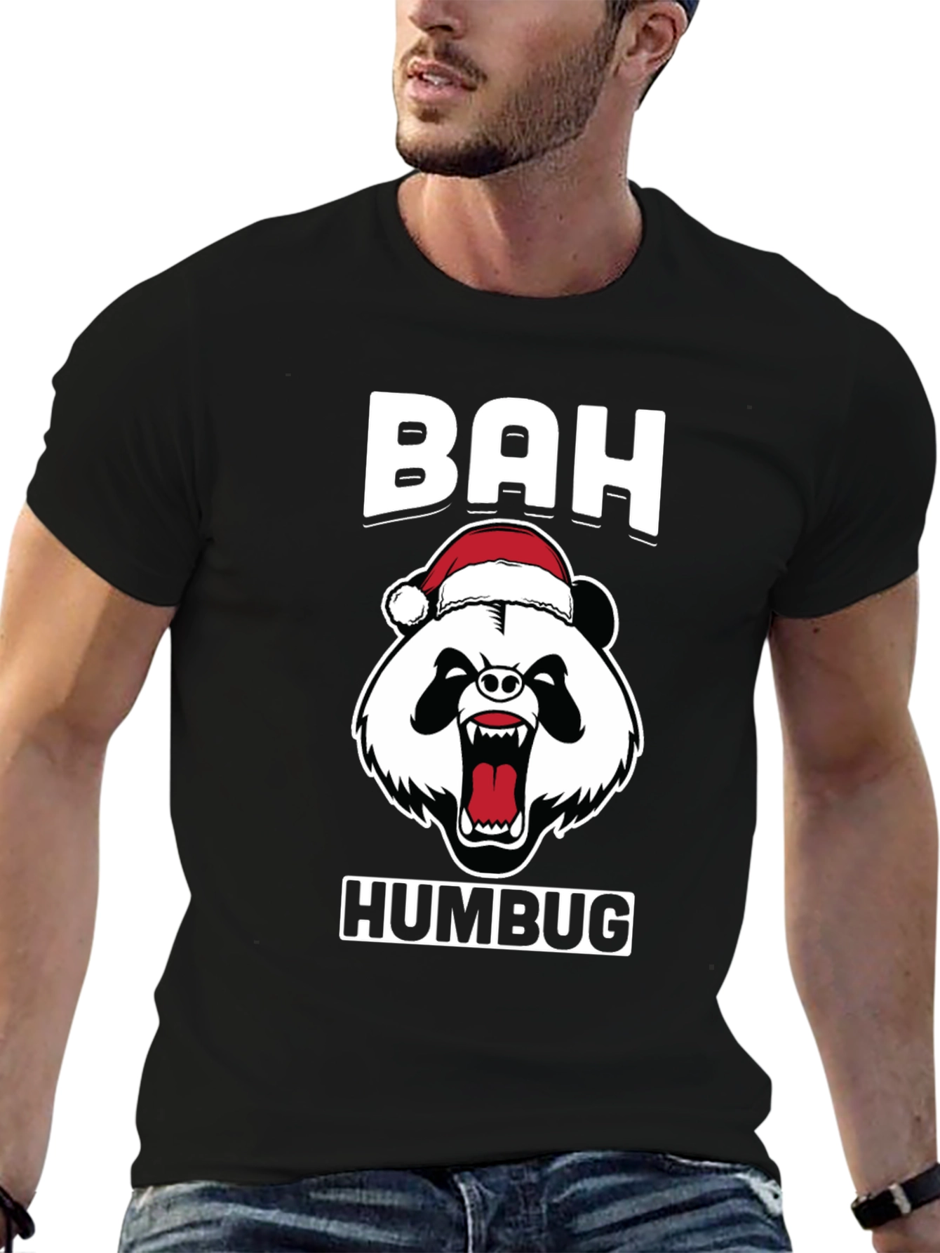 Bah Humbug Panda Bear Christmas T-Shirt