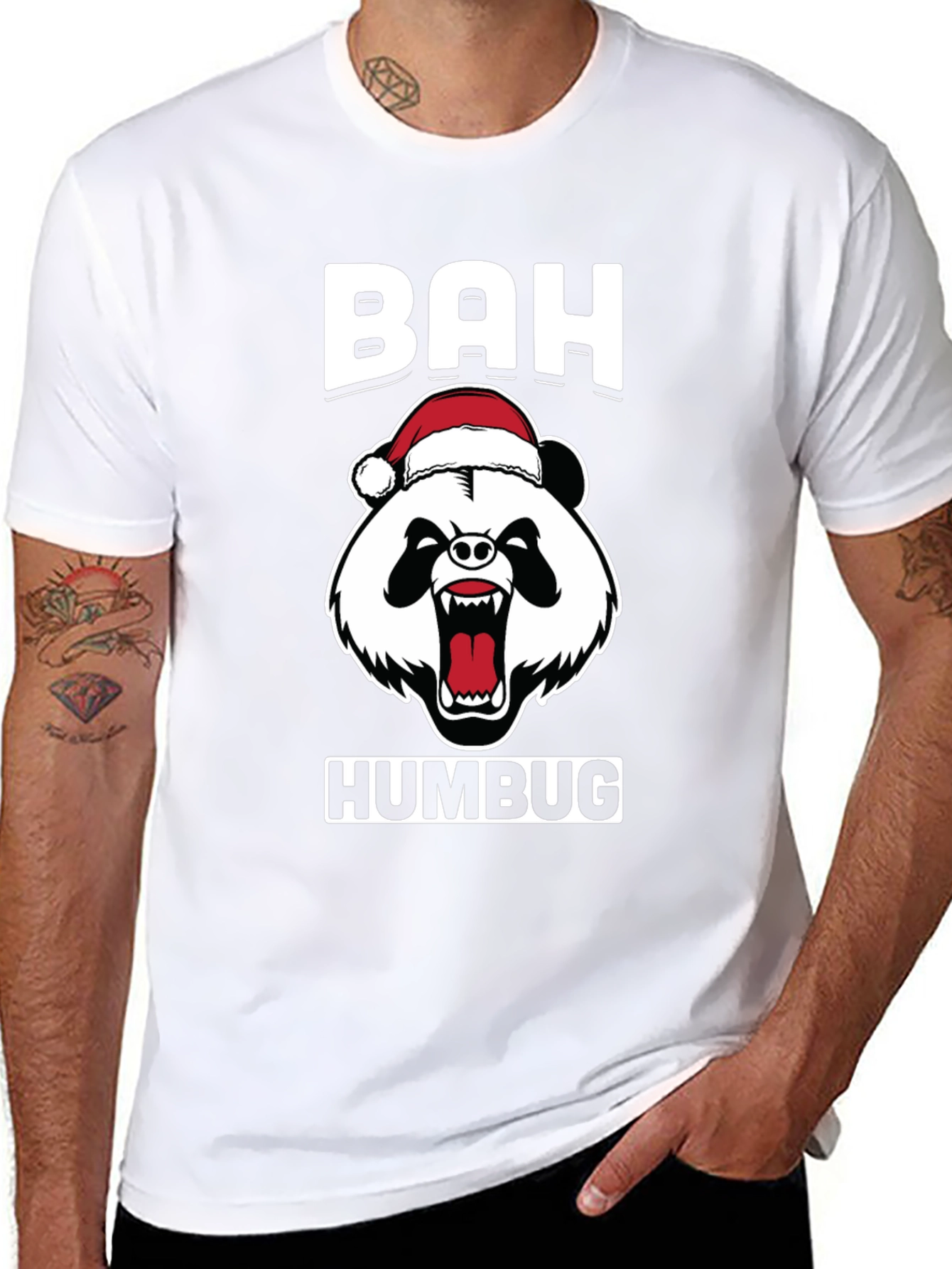 Bah Humbug Panda Bear Christmas T-Shirt