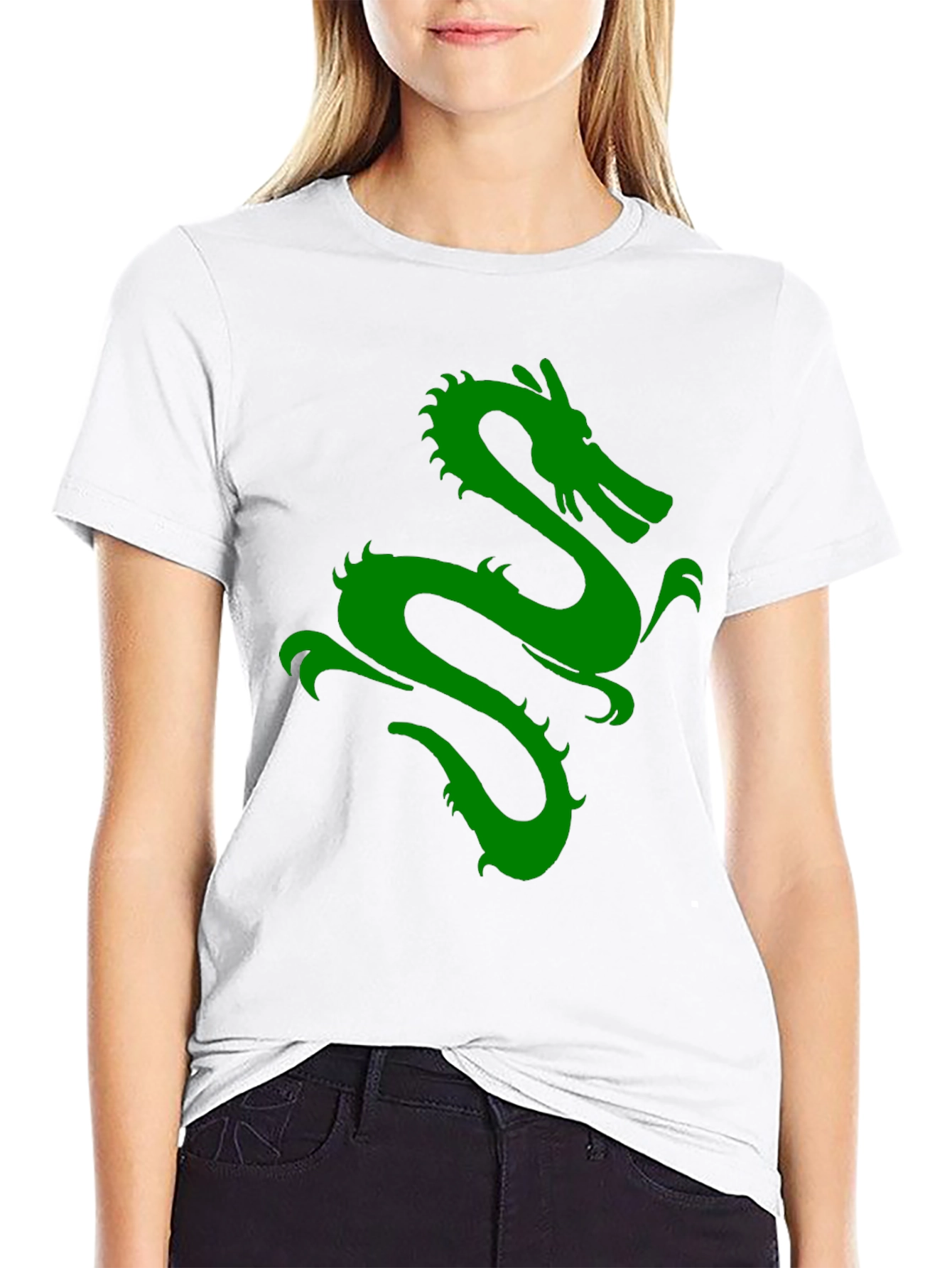 Green Dragon Graphic Black T-Shirt