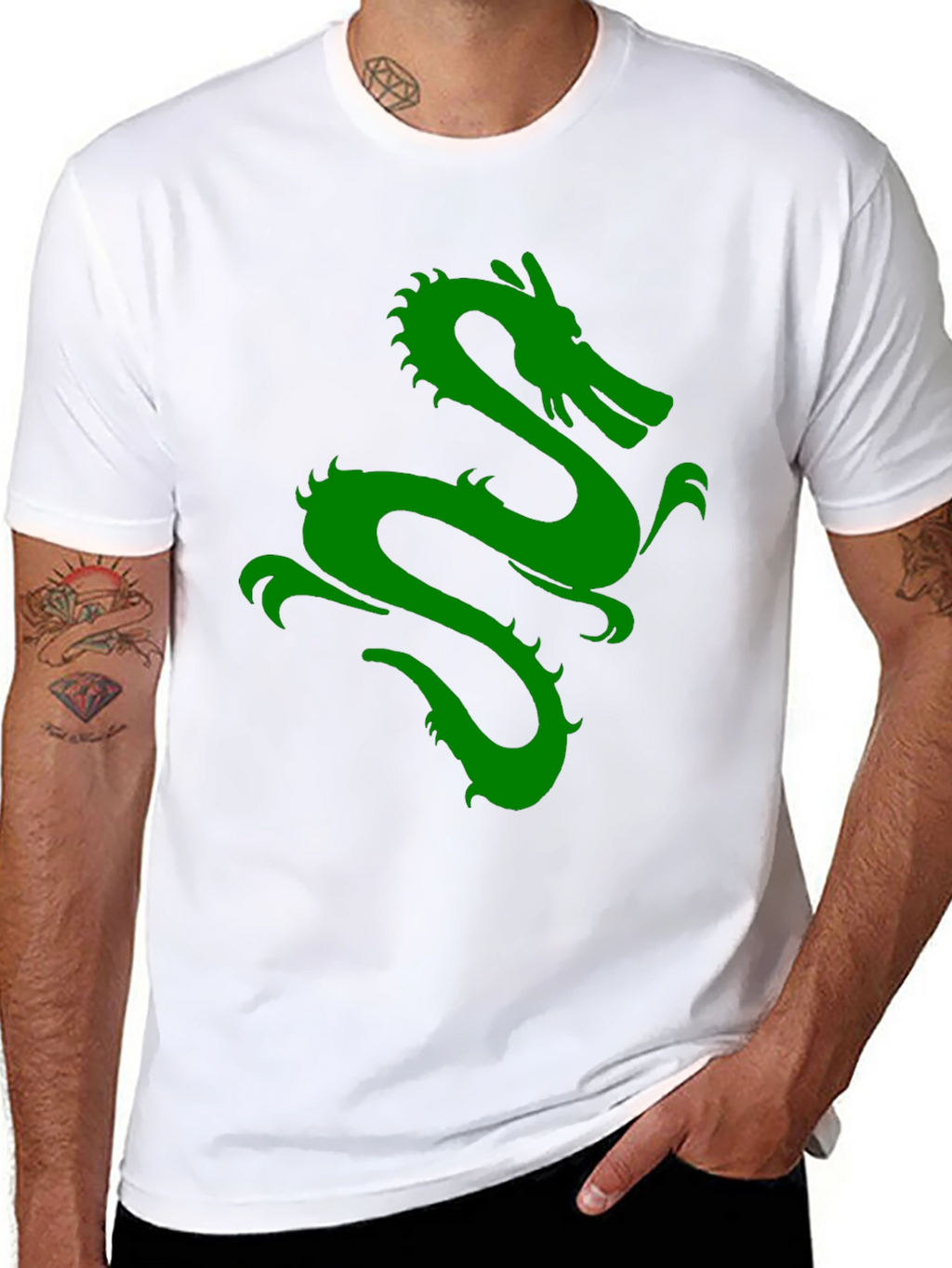 Green Dragon Graphic Black T-Shirt