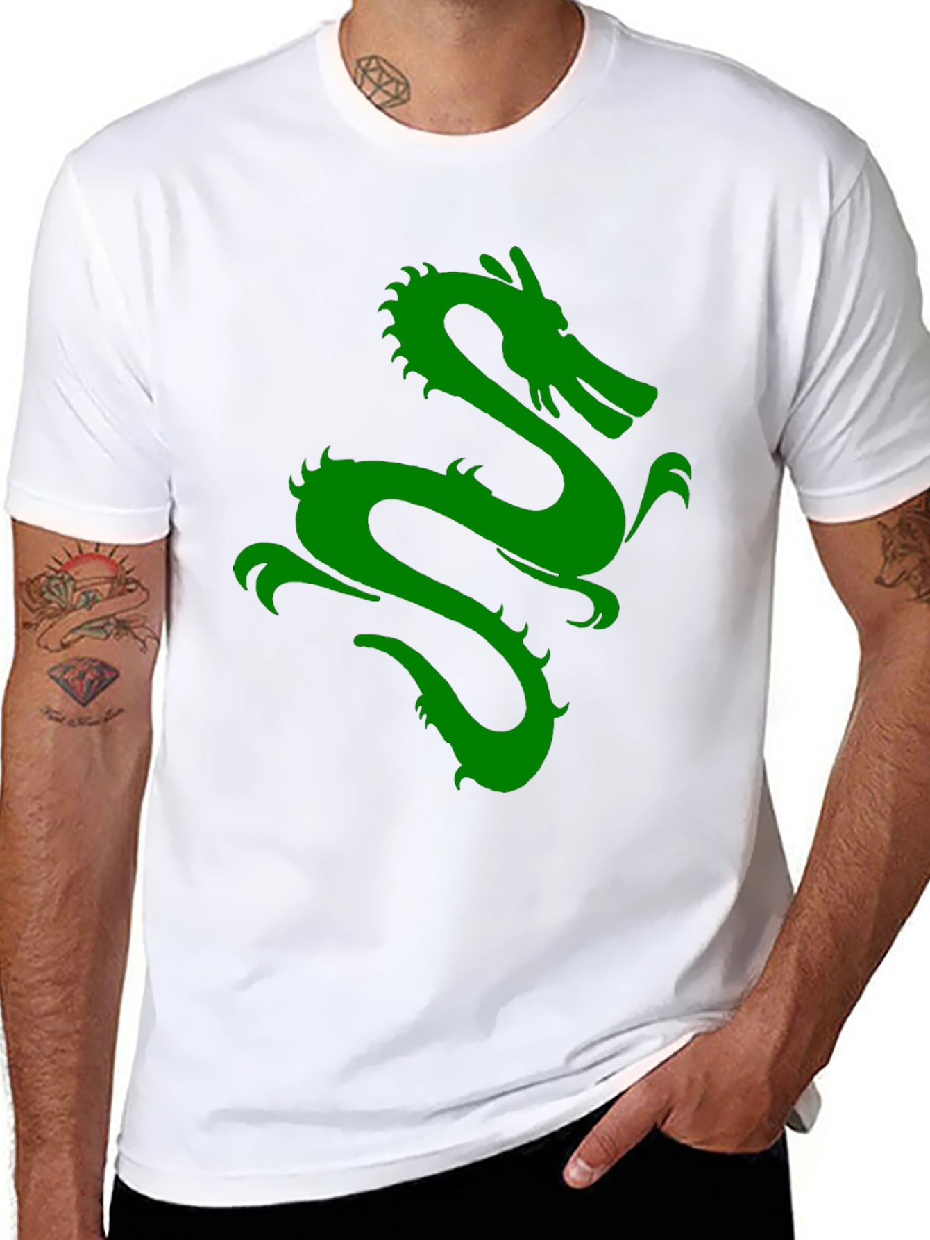 Green Dragon Graphic Black T-Shirt