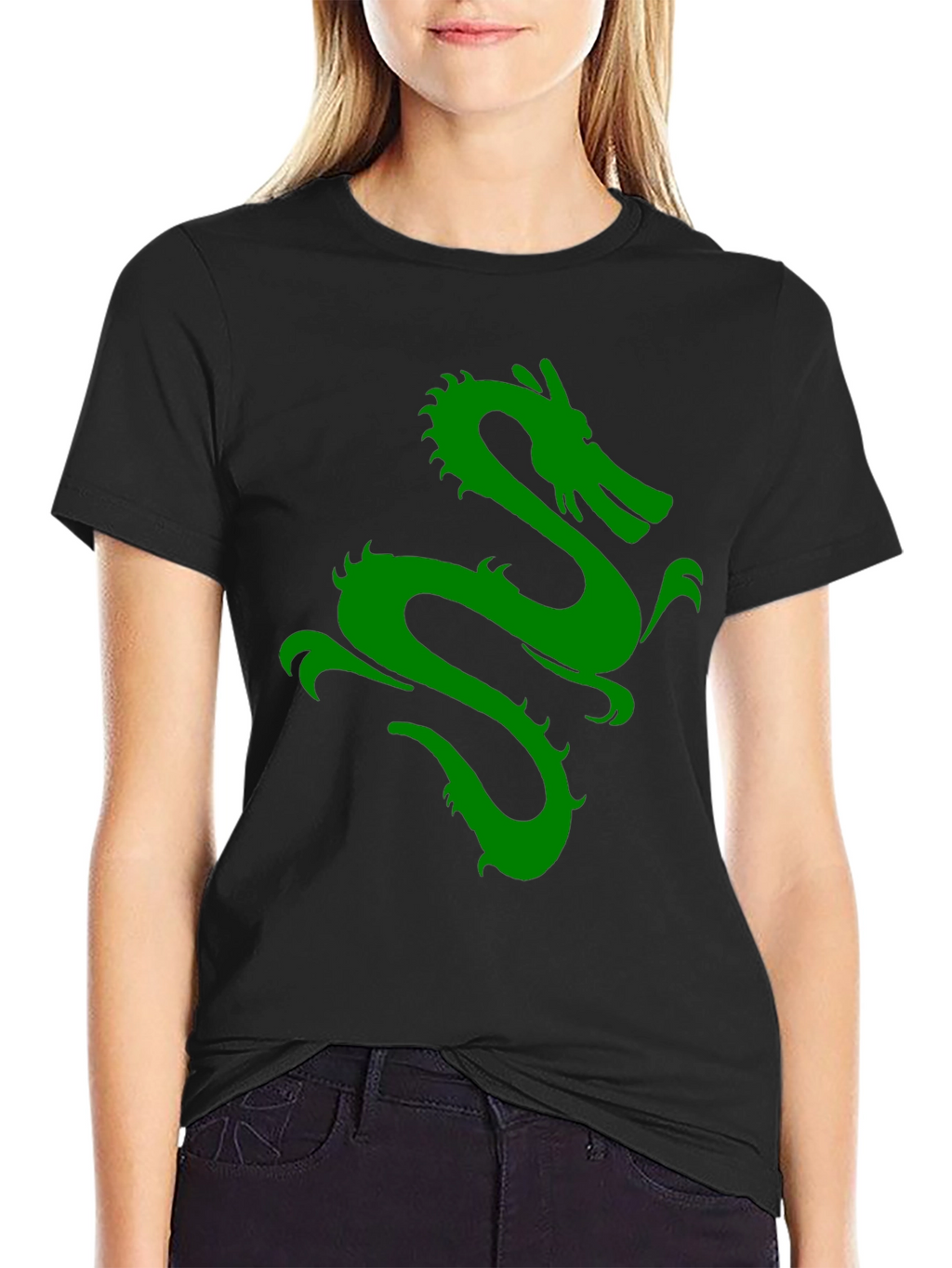 Green Dragon Graphic Black T-Shirt