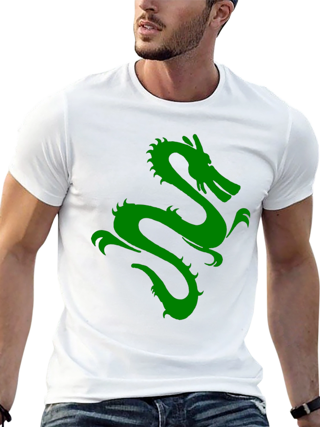 Green Dragon Graphic Black T-Shirt