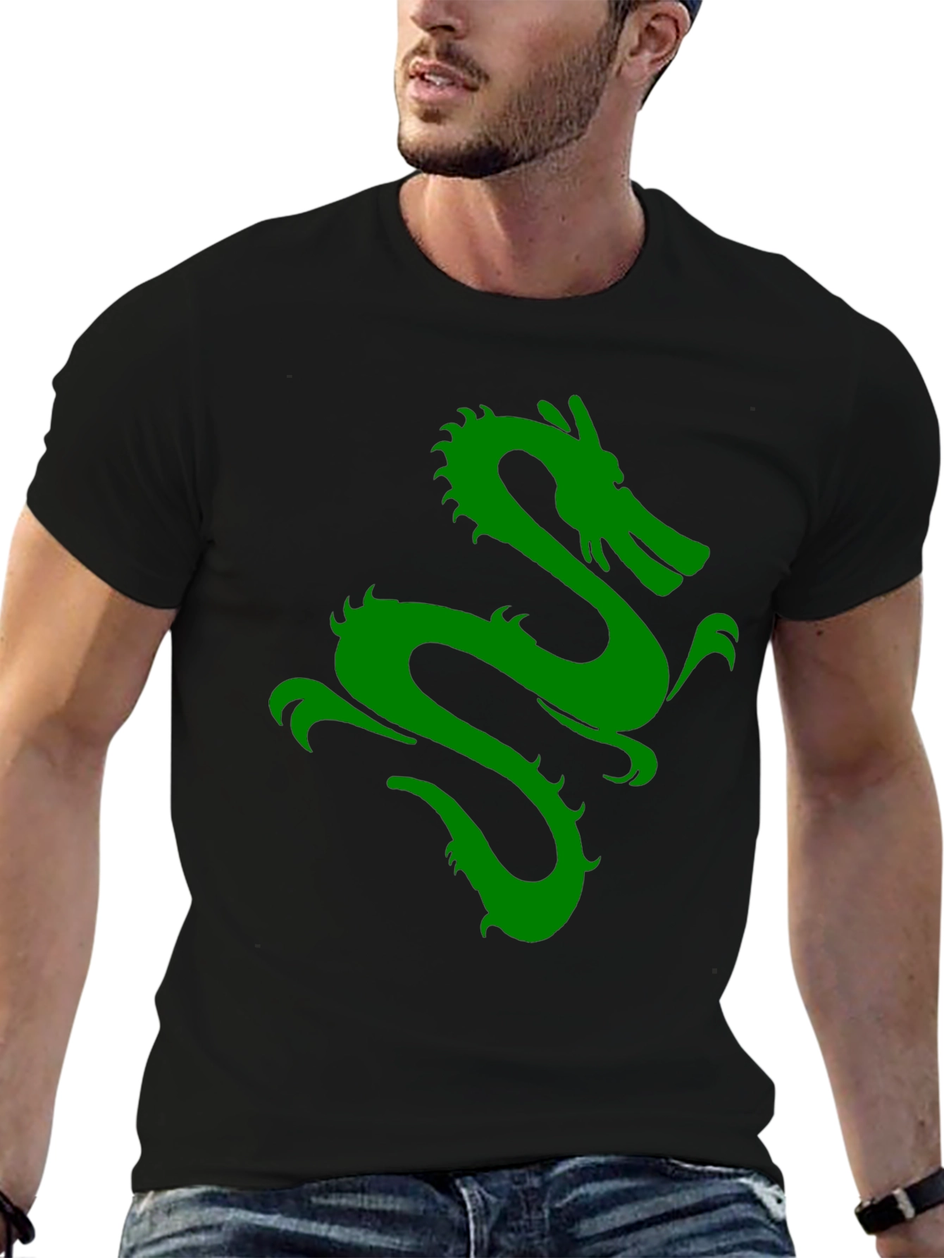 Green Dragon Graphic Black T-Shirt