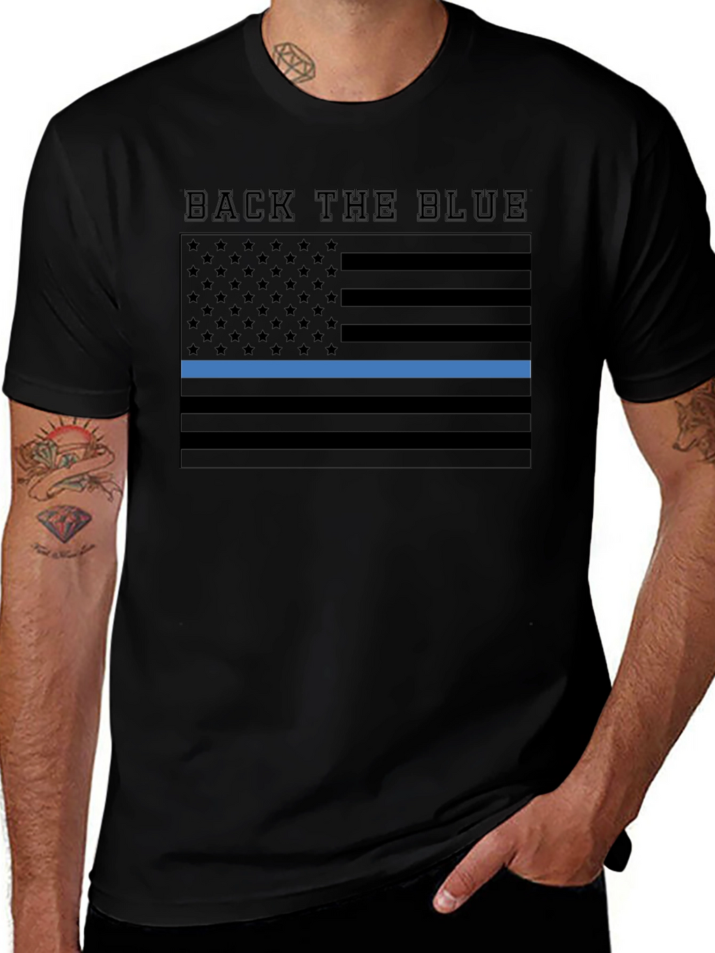 Back the Blue American Flag T-Shirt
