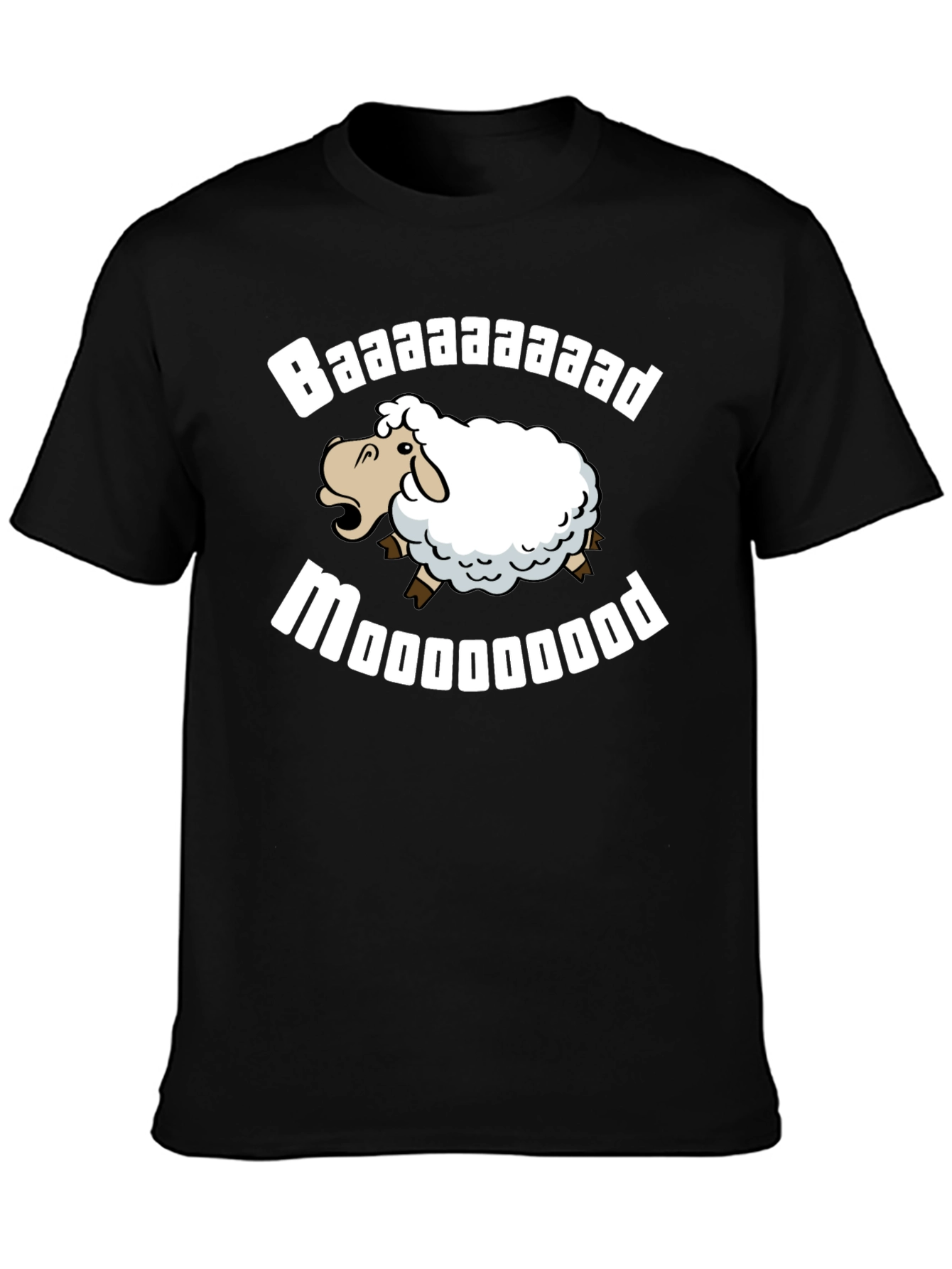 Funny Baaaaad Moooooood Sheep Black T-Shirt