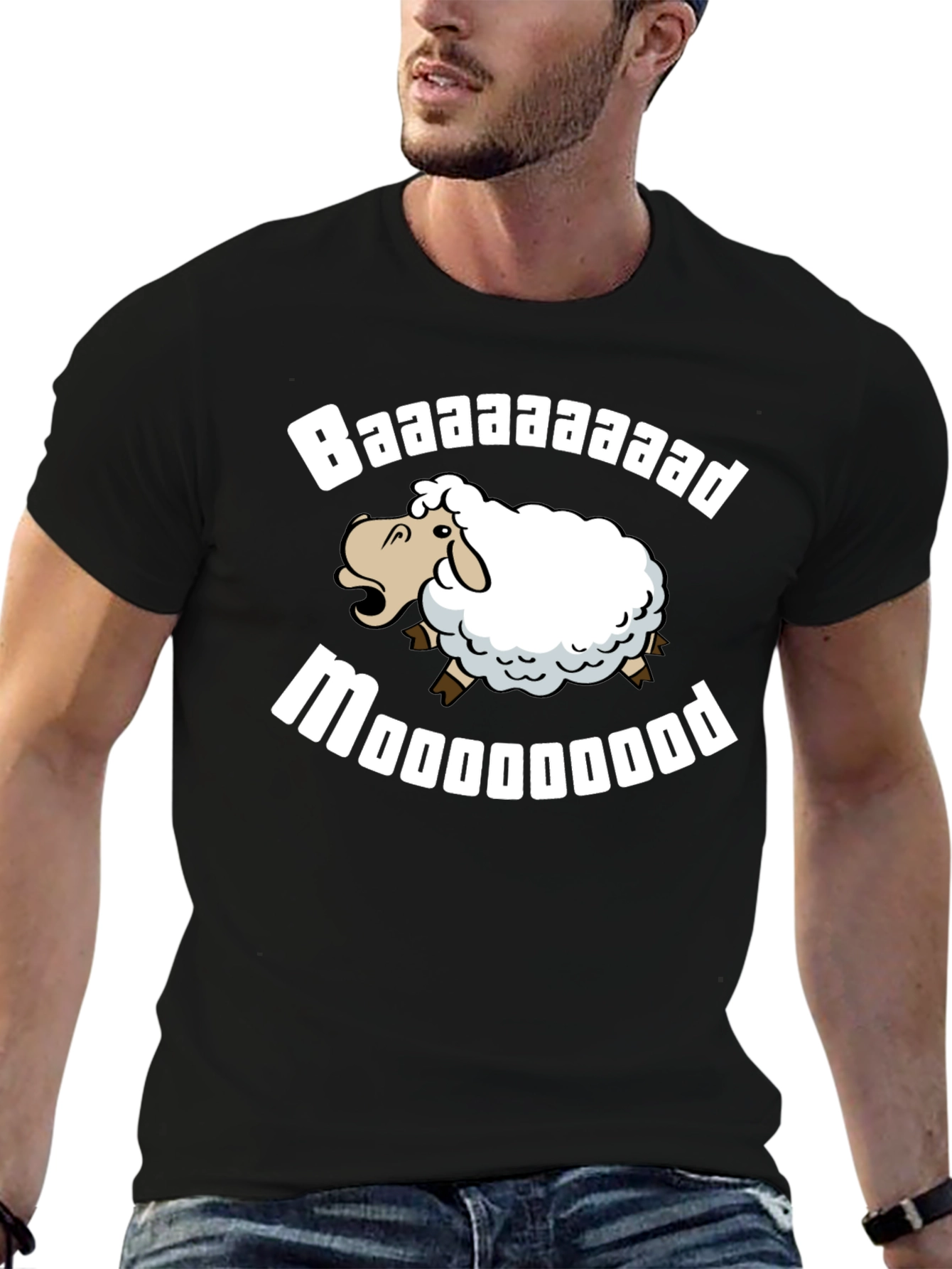 Funny Baaaaad Moooooood Sheep Black T-Shirt