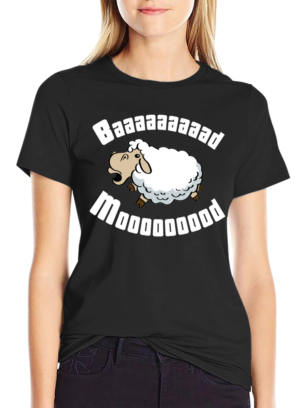 Funny Baaaaad Moooooood Sheep Black T-Shirt