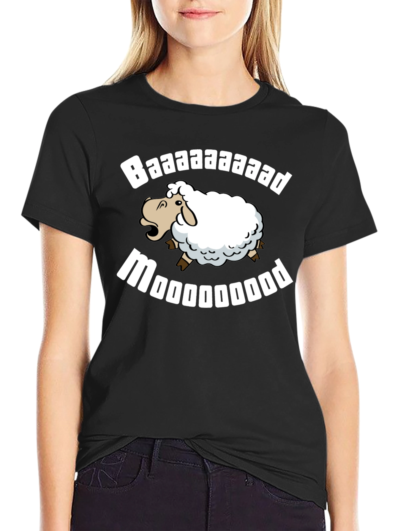 Funny Baaaaad Moooooood Sheep Black T-Shirt