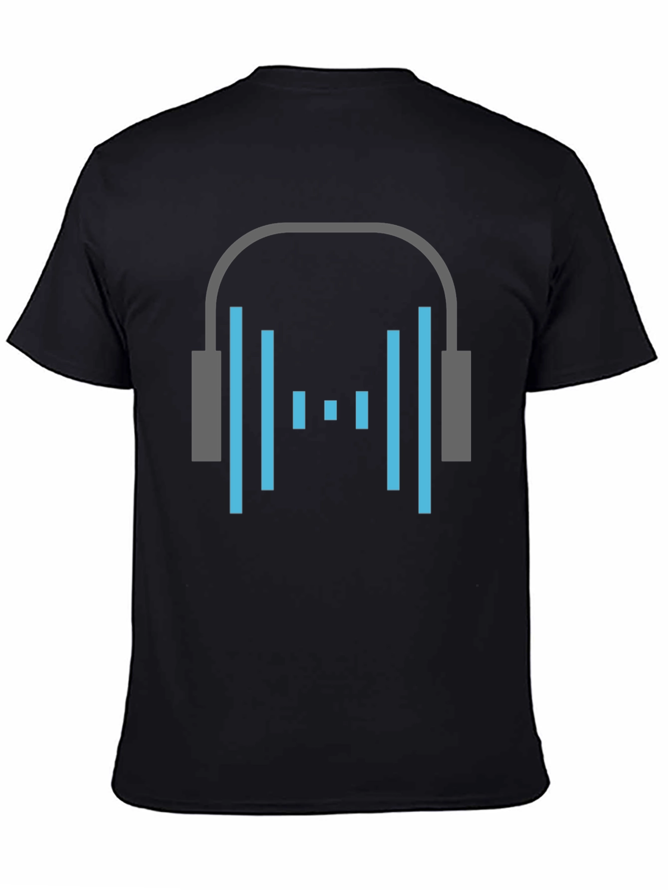 Headphone Graphic Tee - Stylish Black Cotton T-Shirt