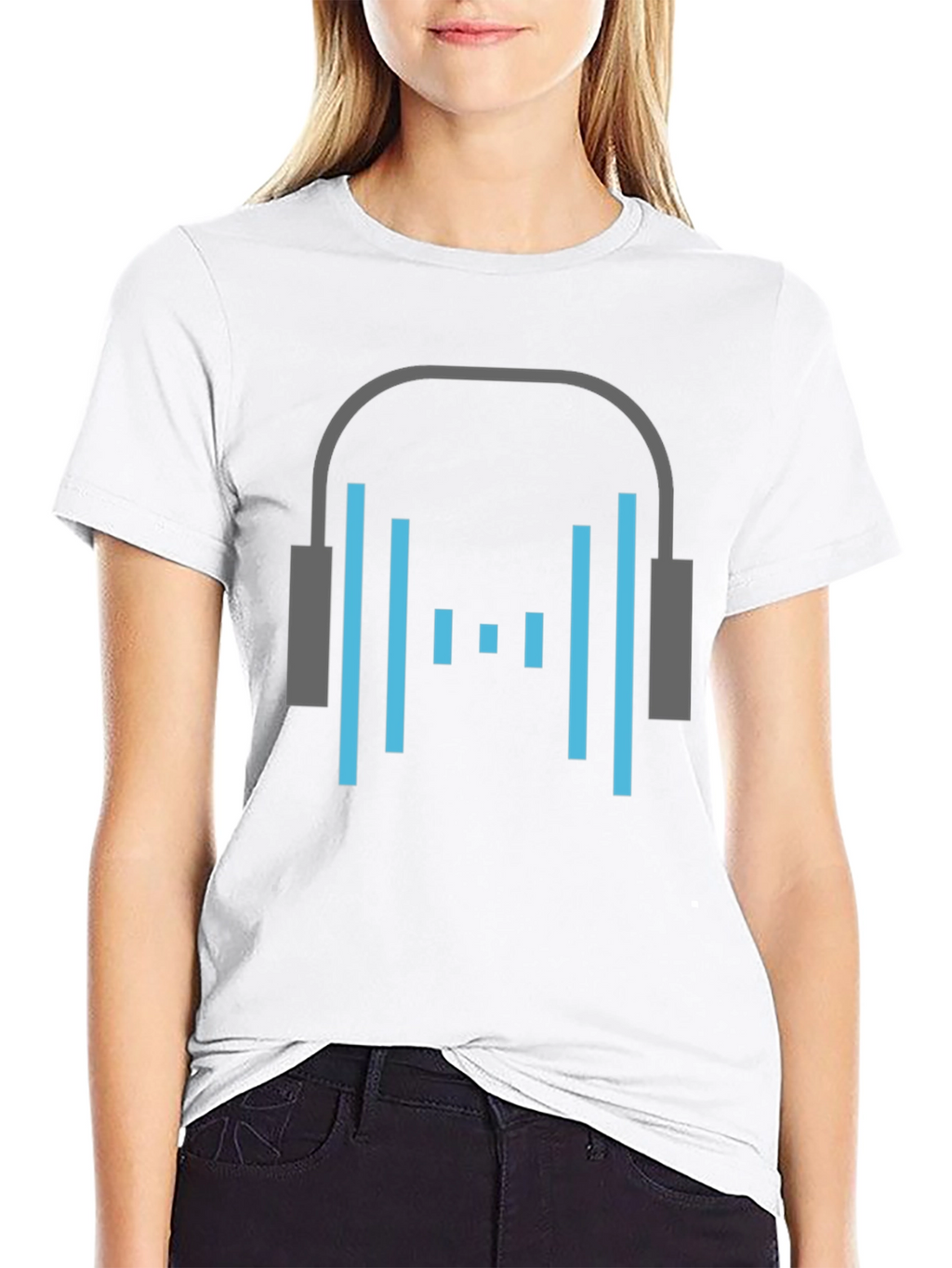 Headphone Graphic Tee - Stylish Black Cotton T-Shirt