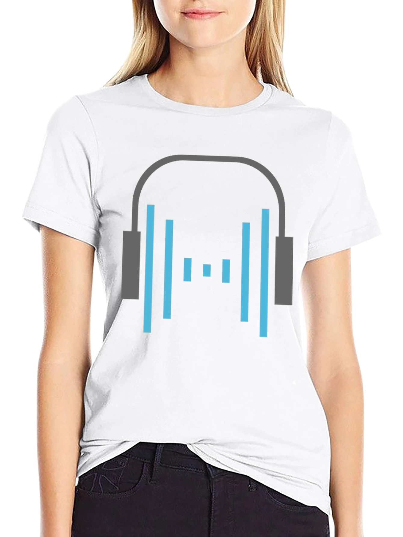 Headphone Graphic Tee - Stylish Black Cotton T-Shirt