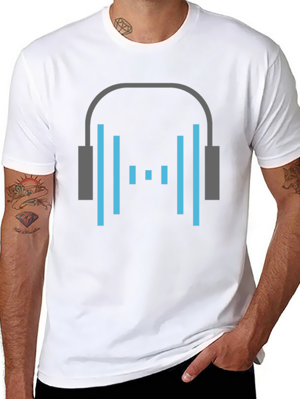 Headphone Graphic Tee - Stylish Black Cotton T-Shirt