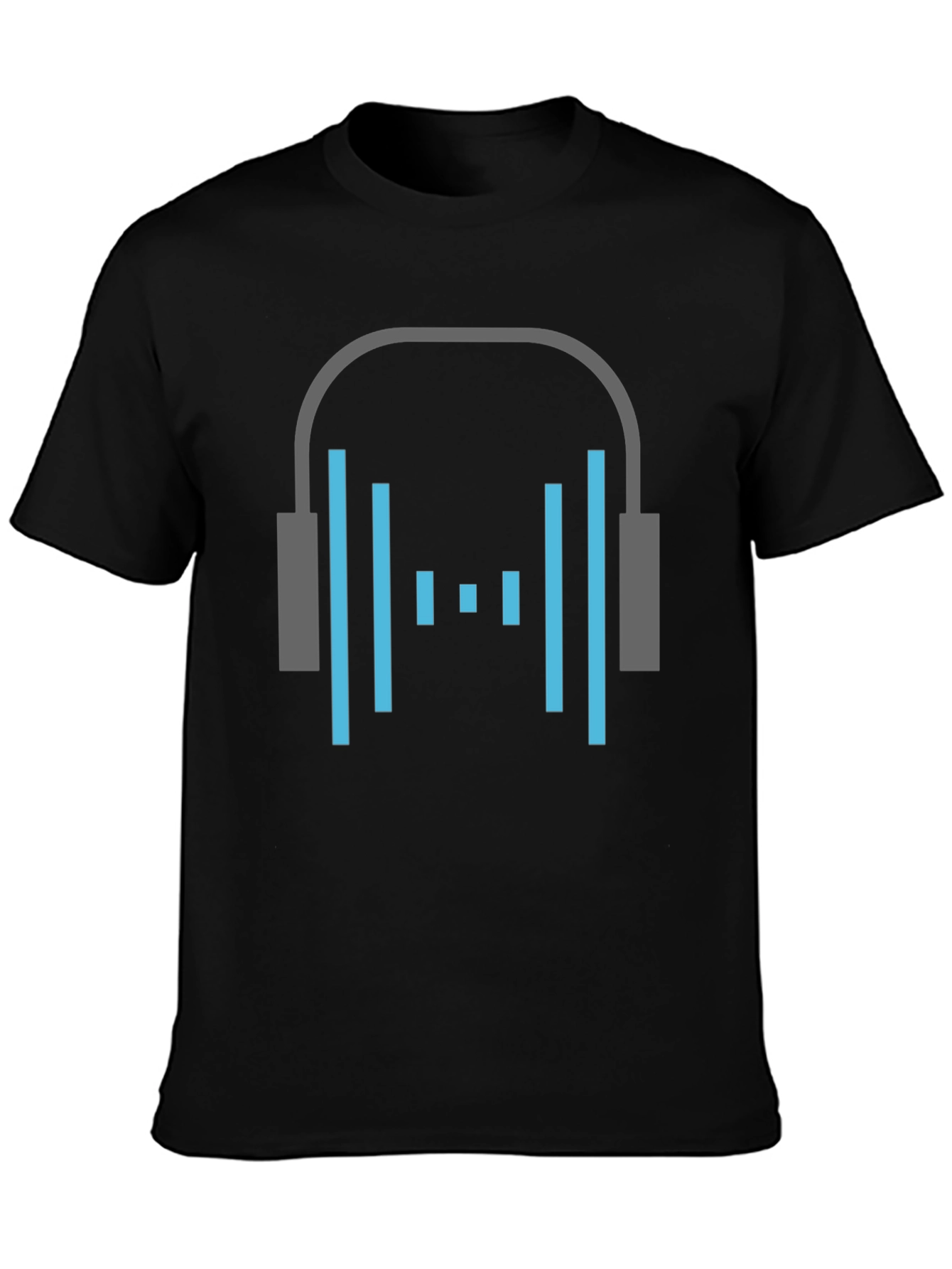Headphone Graphic Tee - Stylish Black Cotton T-Shirt