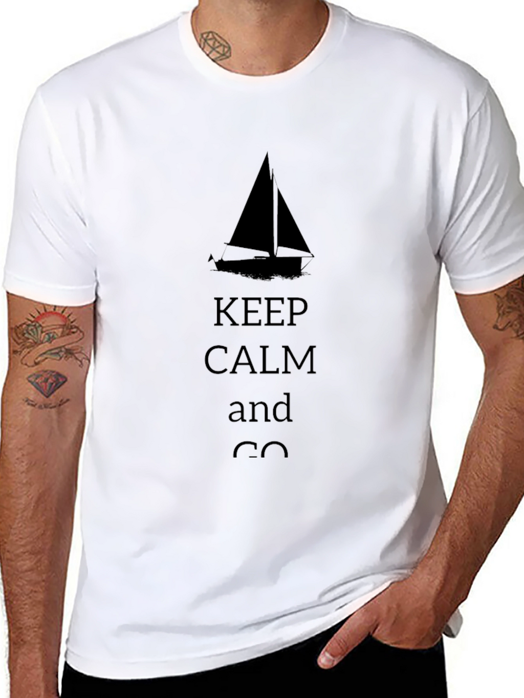 Keep Calm Sailboat Black T-Shirt