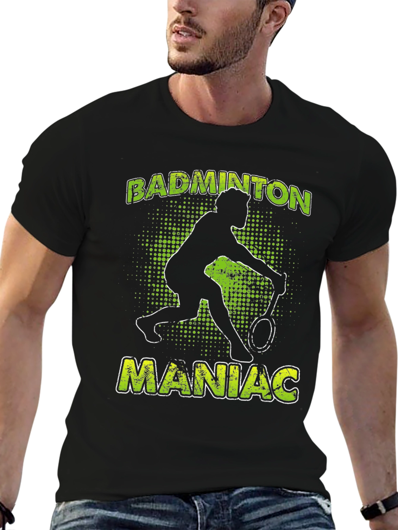 Badminton Maniac Black Graphic Tee