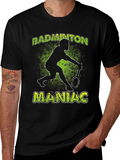 Badminton Maniac Black Graphic Tee