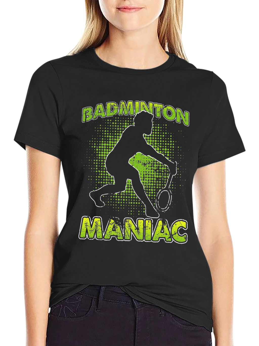 Badminton Maniac Black Graphic Tee