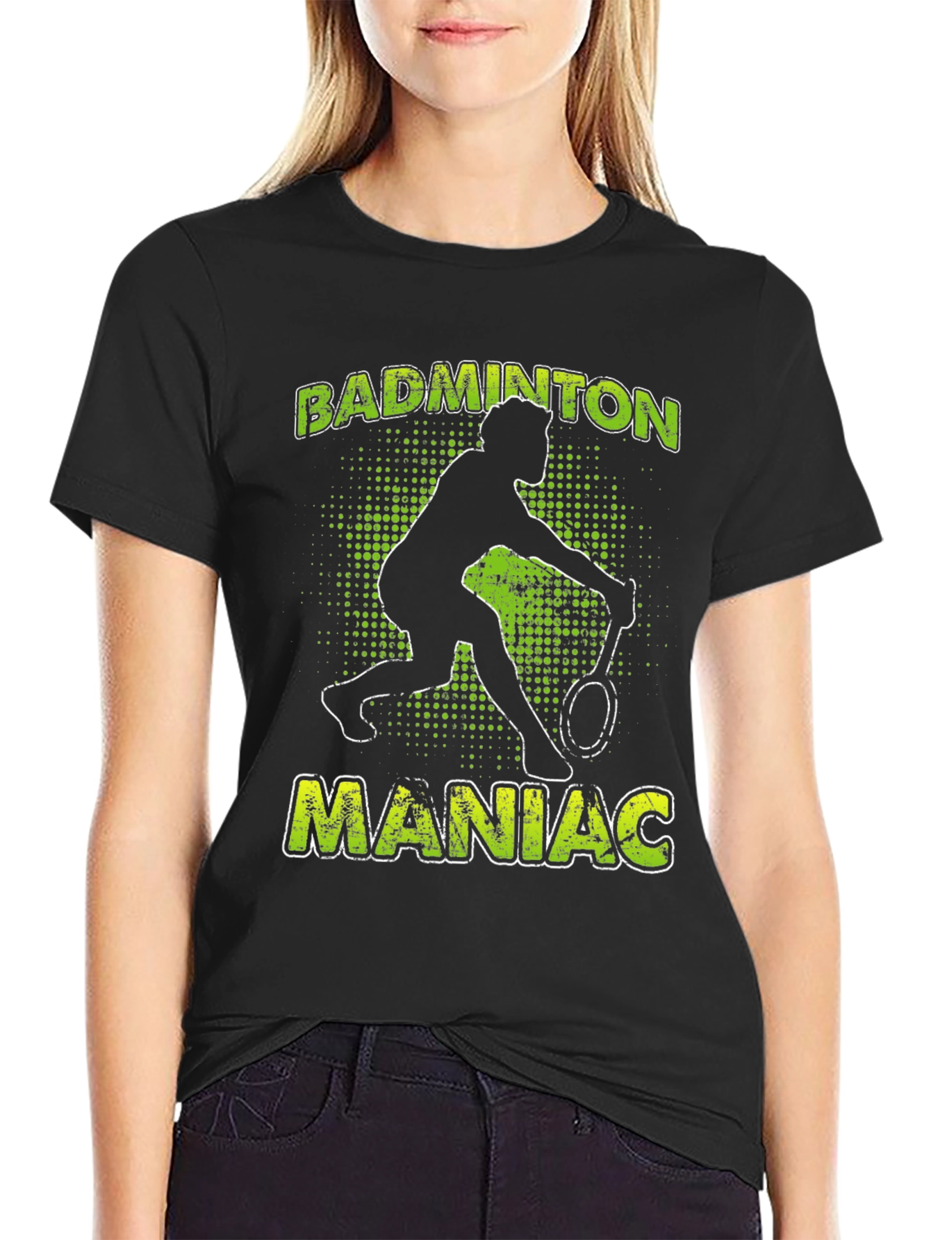 Badminton Maniac Black Graphic Tee