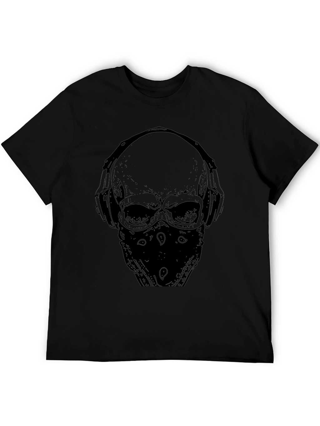Skull with Headphones Graphic T-Shirt - Mens Black Tee